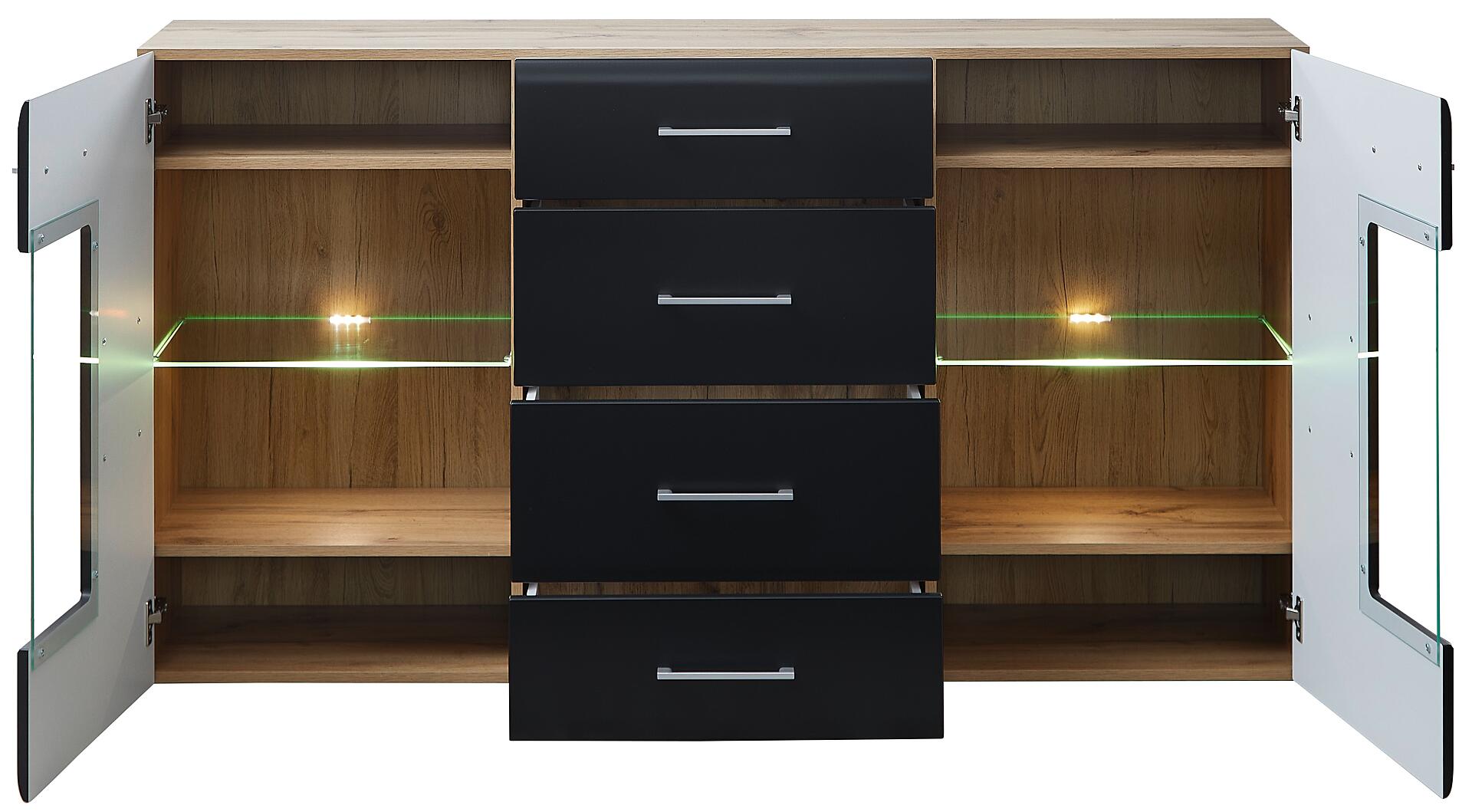 Sideboard Sonate Eiche Nachbildung schwarz matt B/H/T: ca. 170x93x40 cm