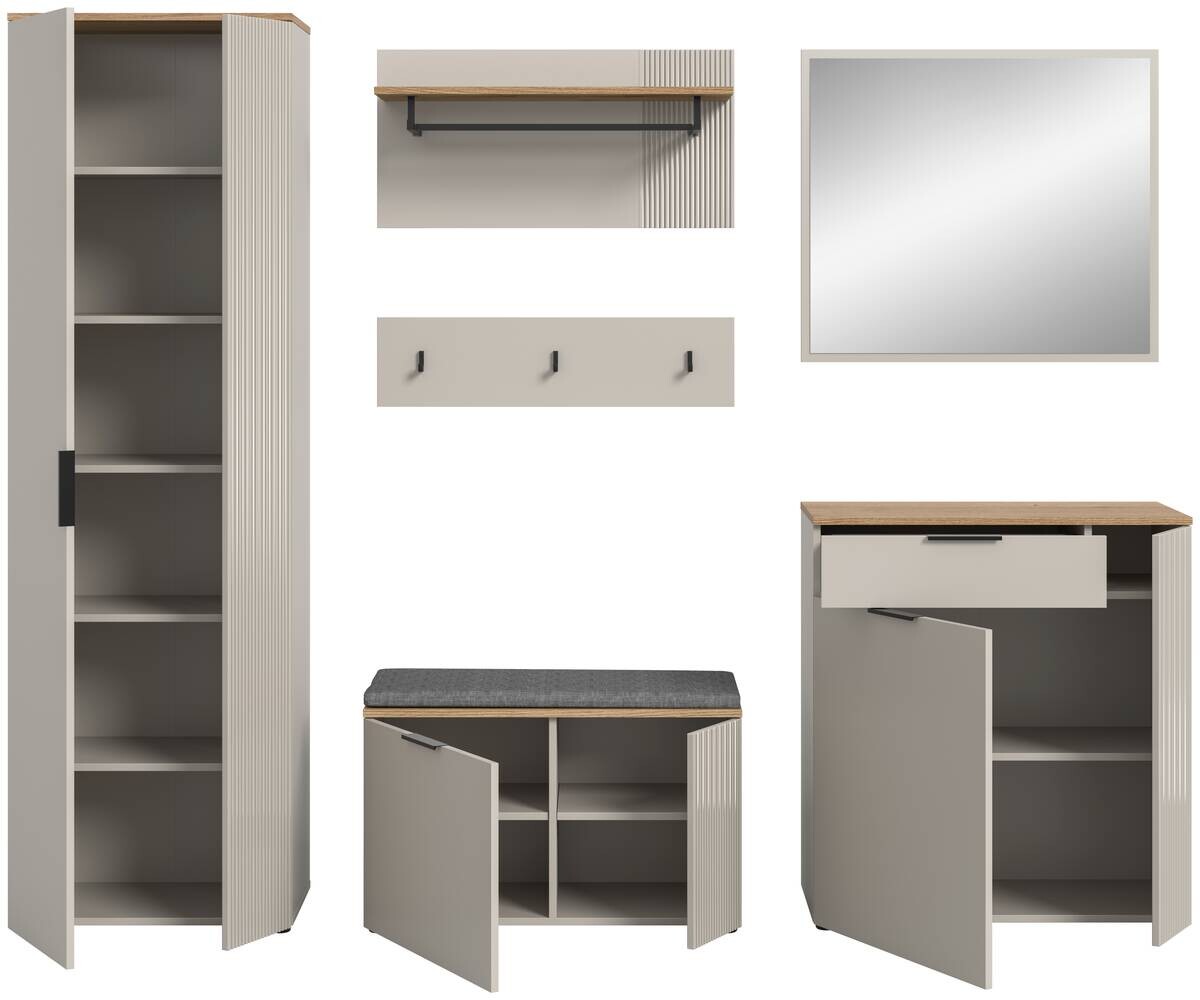 Garderobe Slide Kaschmirgrau Nachbildung Evoke Oak Nachbildung B/H/T: ca. 250x190x36 cm