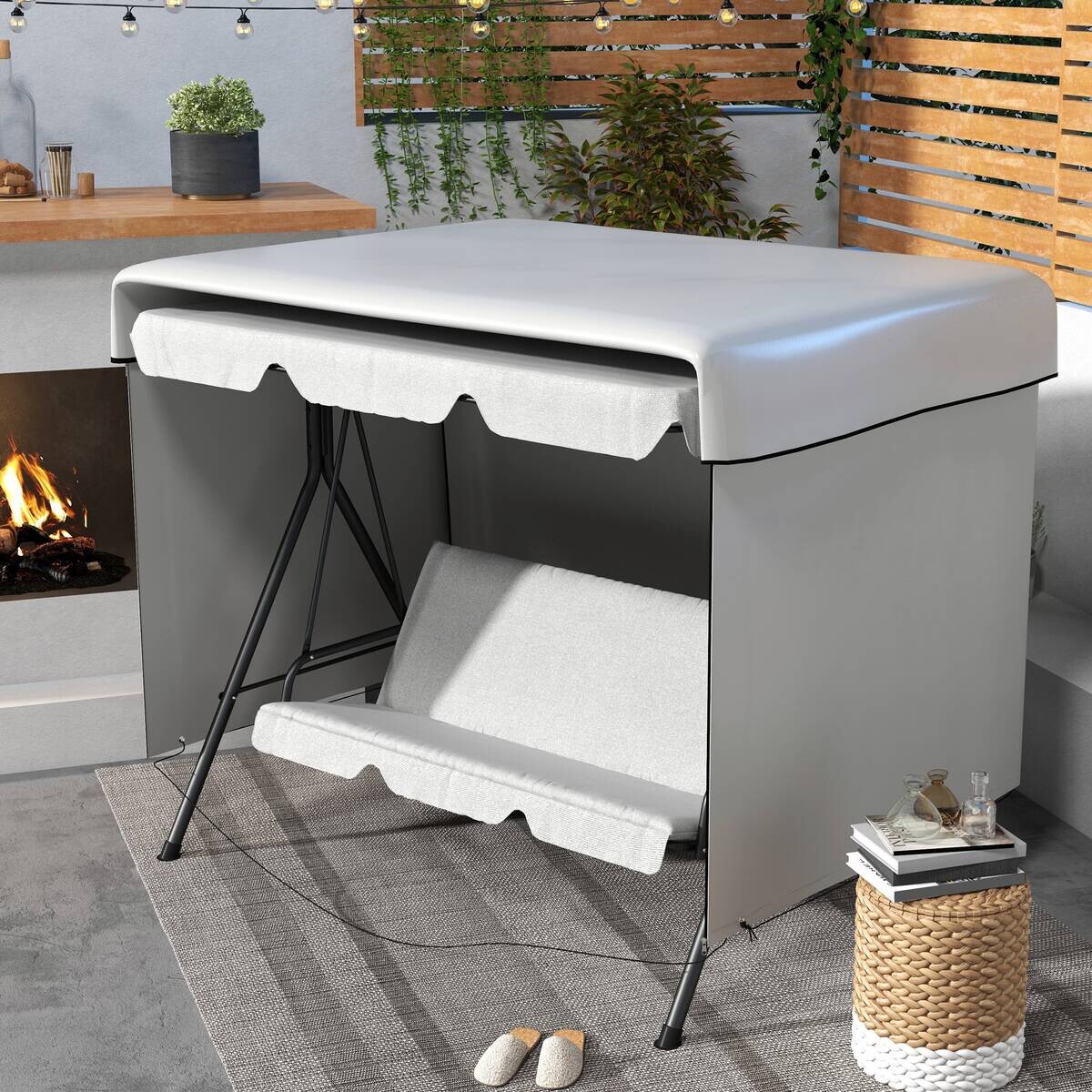 Outsunny Abdeckplane grau Polypropylen B/H/L: ca. 155x215x150 cm