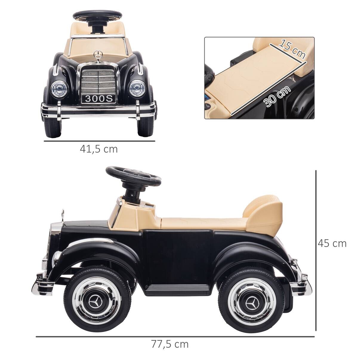 AIYAPLAY Kinder-Fahrzeug schwarz B/H/L: ca. 41,5x77,5x45 cm