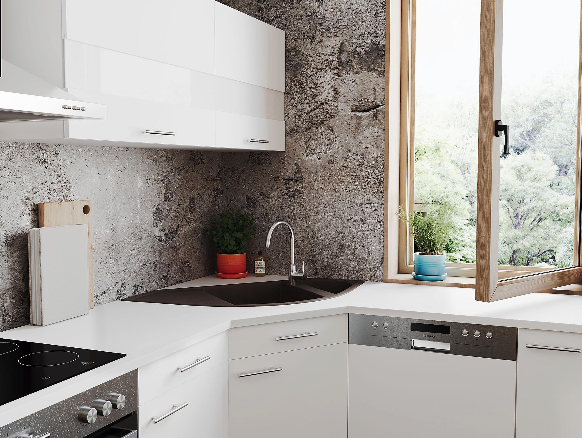 Respekta Einbauspüle Arlington schwarz Granit B/H/T: ca. 110,5x19,5x52 cm