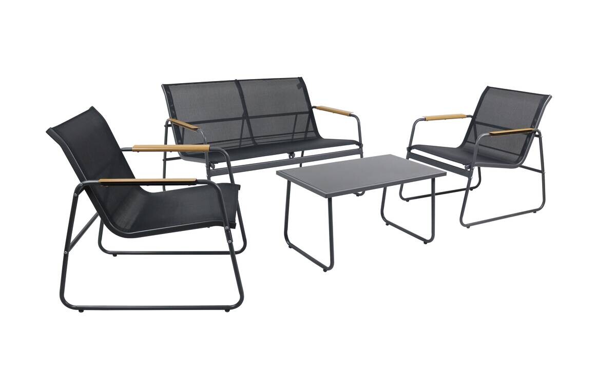 VCM Gartensitzgruppe Lexila schwarz Textilene B/H/L: ca. 110x76x74 cm