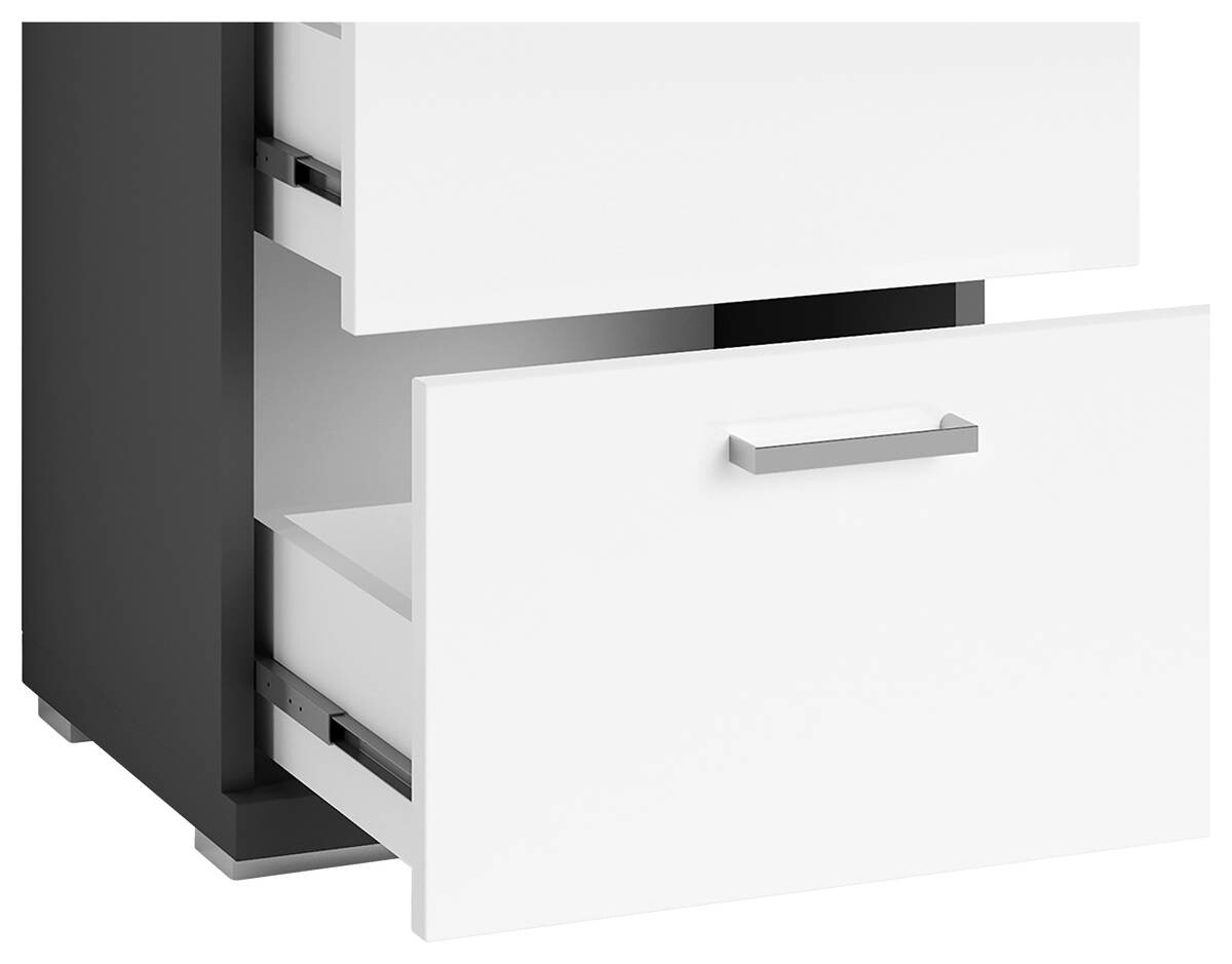 Schrank NEBRASKA anthrazit weiß Lack Hochglanz silber verchromt B/H/T: ca. 35,5x74x31,5 cm