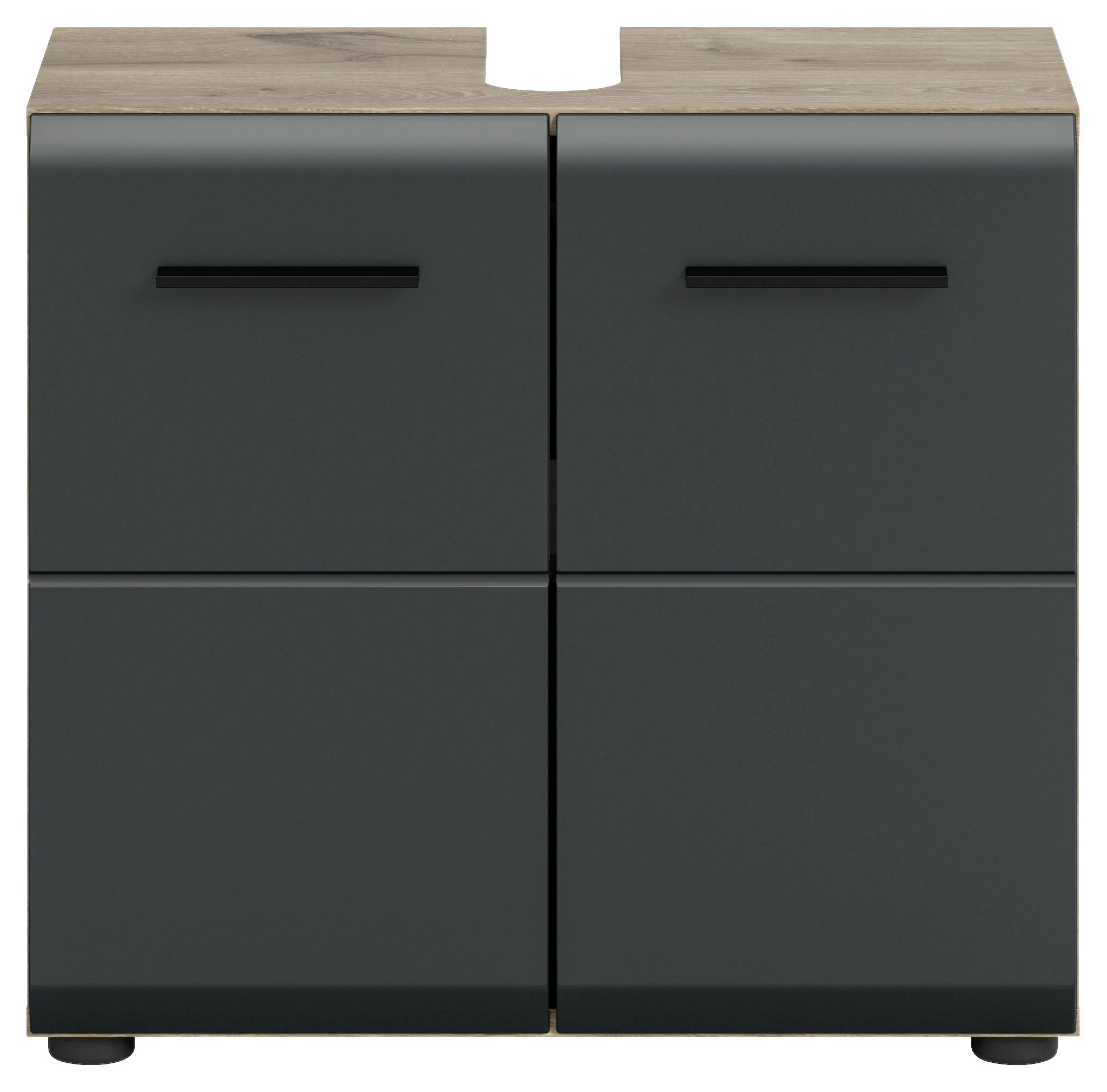 Waschbeckenunterschrank Ice Nox Oak Nachbildung schwarz matt B/H/T: ca. 60x54x30 cm