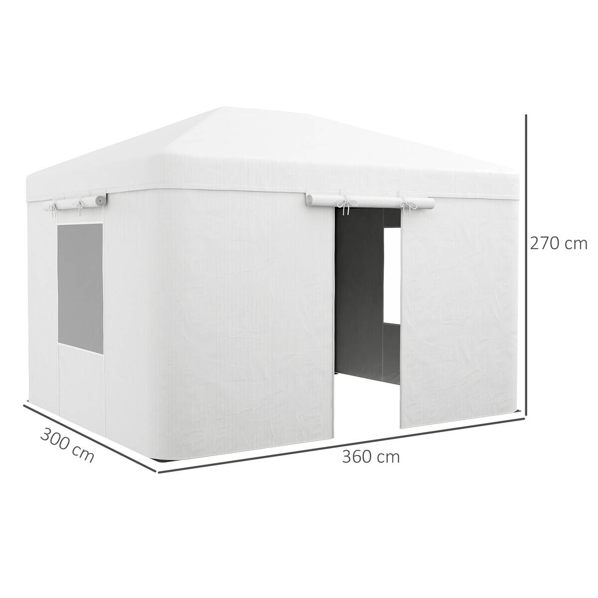 Outsunny Pavillon-Abdeckung 3,6x3m weiß Kunststoff B/H/L: ca. 300x270x360 cm