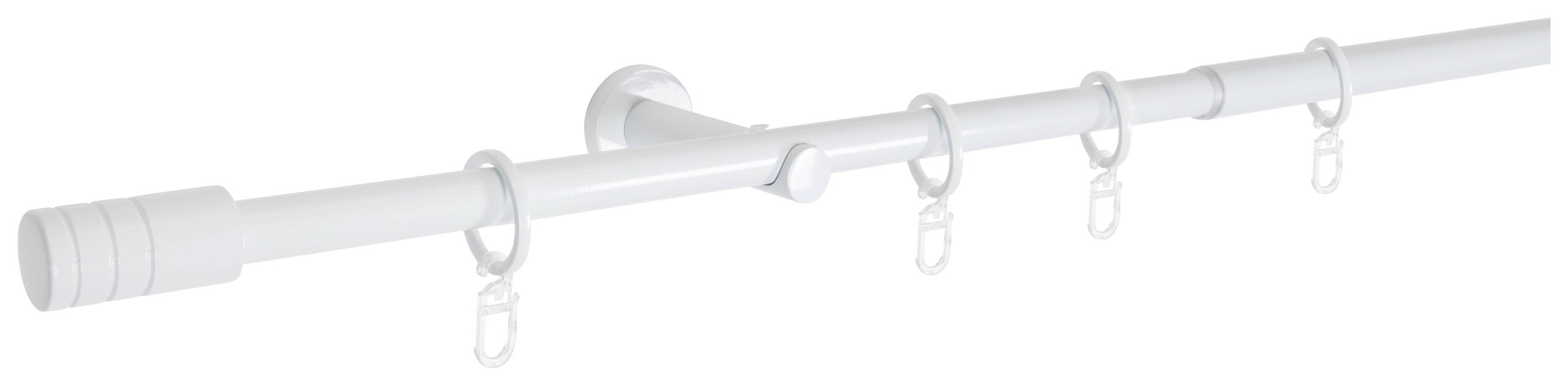 Gardinenstange weiß Aluminium ausziehbar von ca. 120 bis 210 cm 1.0 Läufe