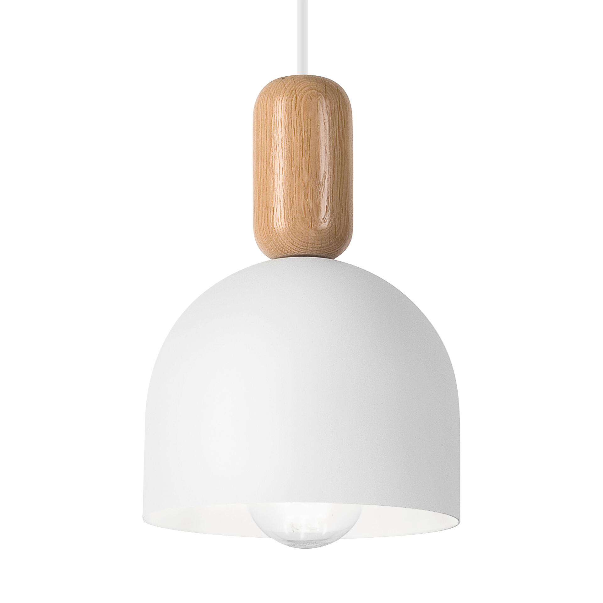 Lamkur Hängeleuchte Eiche weiß Holz Stahl B/H/L: ca. 15,5x102x15,5 cm E27 1 Brennstellen