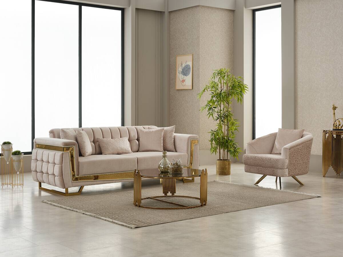 Sofa 3-2-1 Pera beige Webstoff