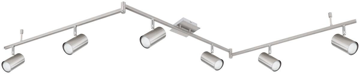 GLOBO Strahler 57910-6 Robby nickel Metall B/H/L: ca. 10x18,5x180 cm GU10 6 Brennstellen