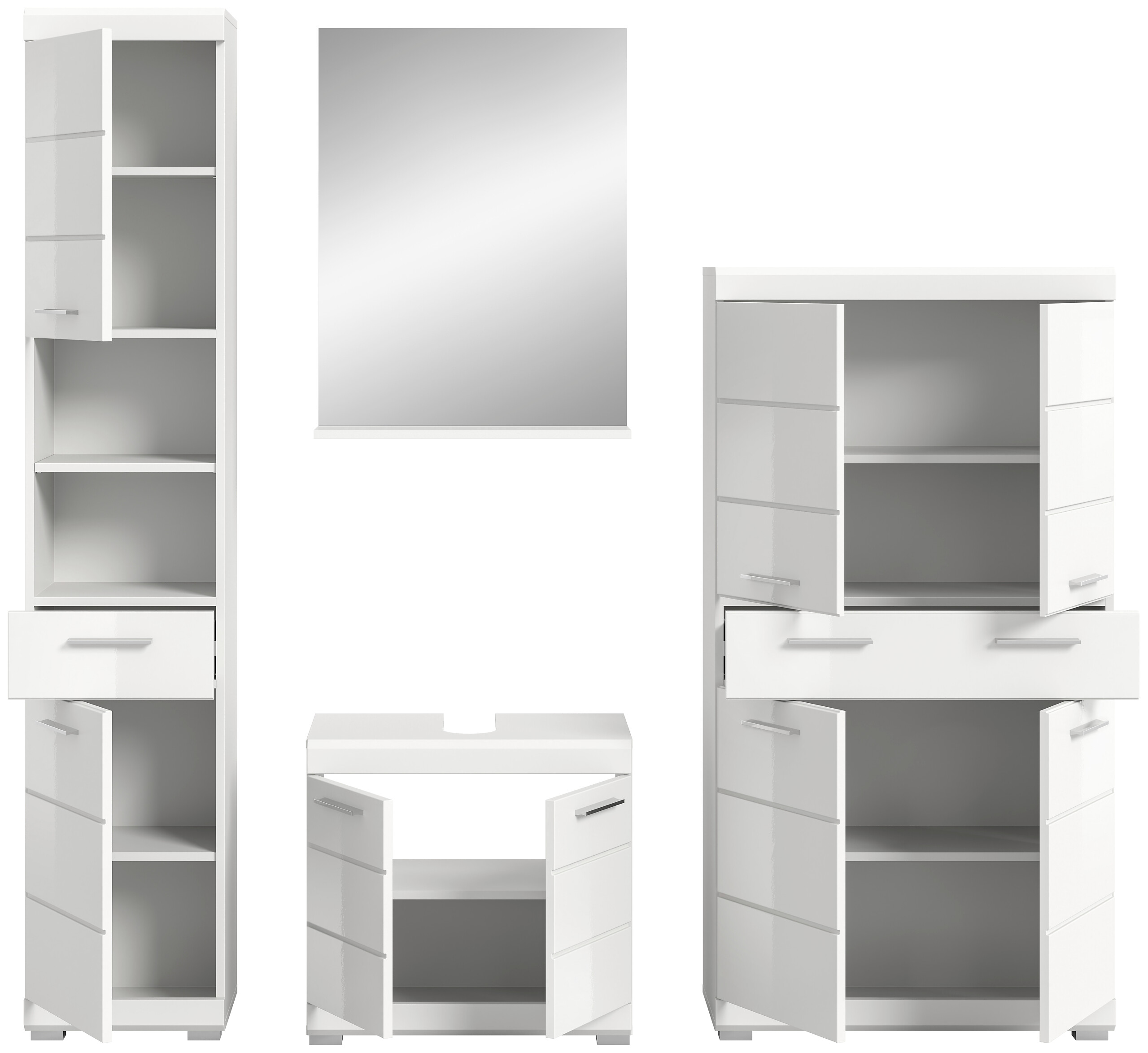 Badezimmer-Set Scout weiß weiß Hochglanz B/H/T: ca. 186x191x34 cm