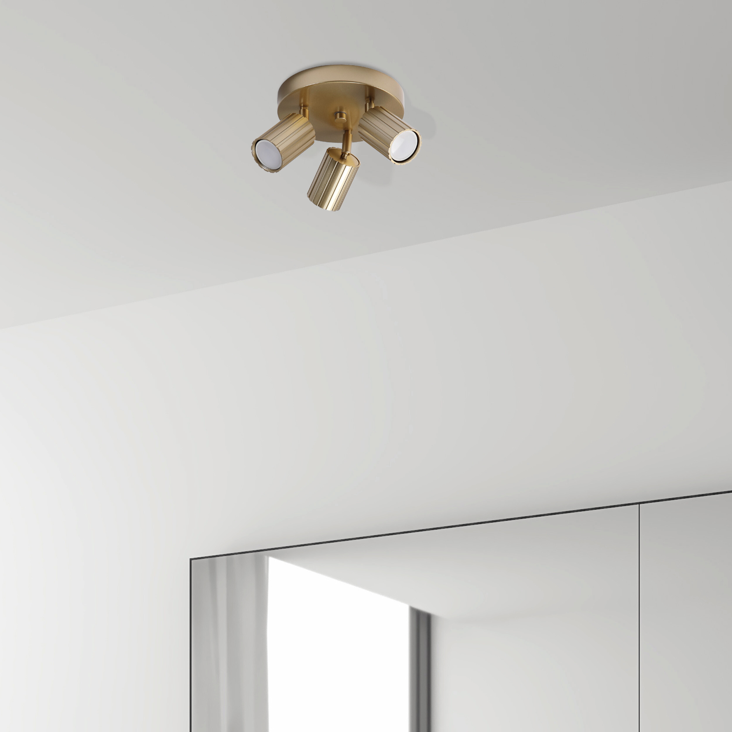 Lamkur Strahler Prisma gold Stahl B/H/L: ca. 18x19,5x18 cm 3 Brennstellen