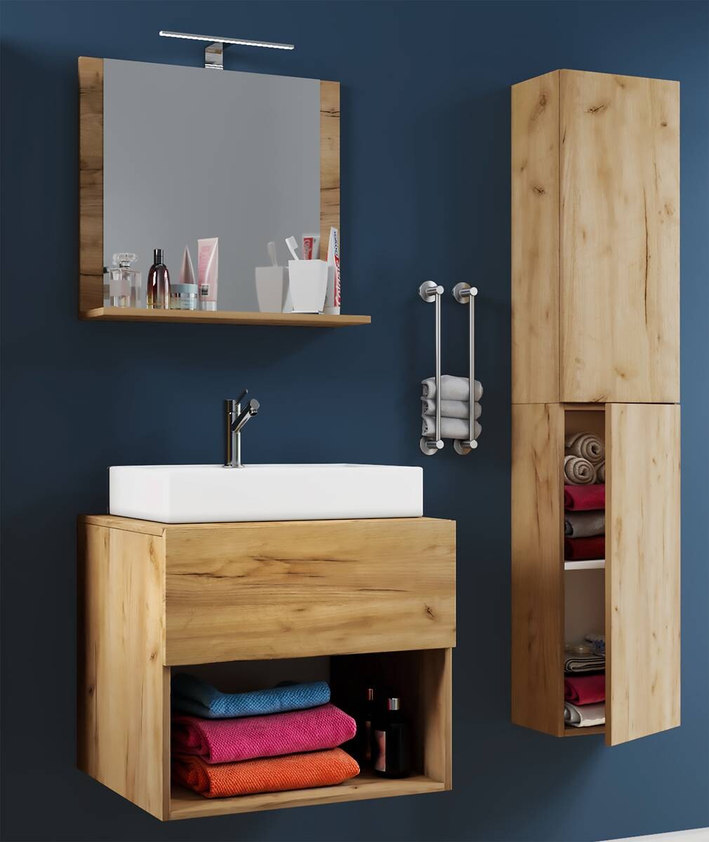 Waschplatz 4tlg-Lendas Eiche Honig Nachbildung weiß B/H/T: ca. 60x52x52 cm