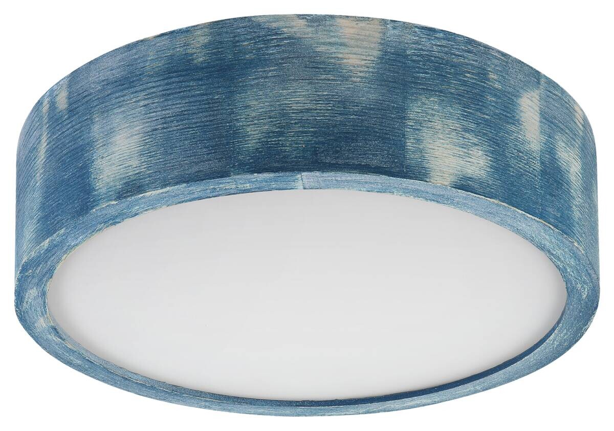 Lamkur Deckenleuchte hellbraun blau Glas Holz B/H/L: ca. 28x28x10 cm 1 Brennstellen