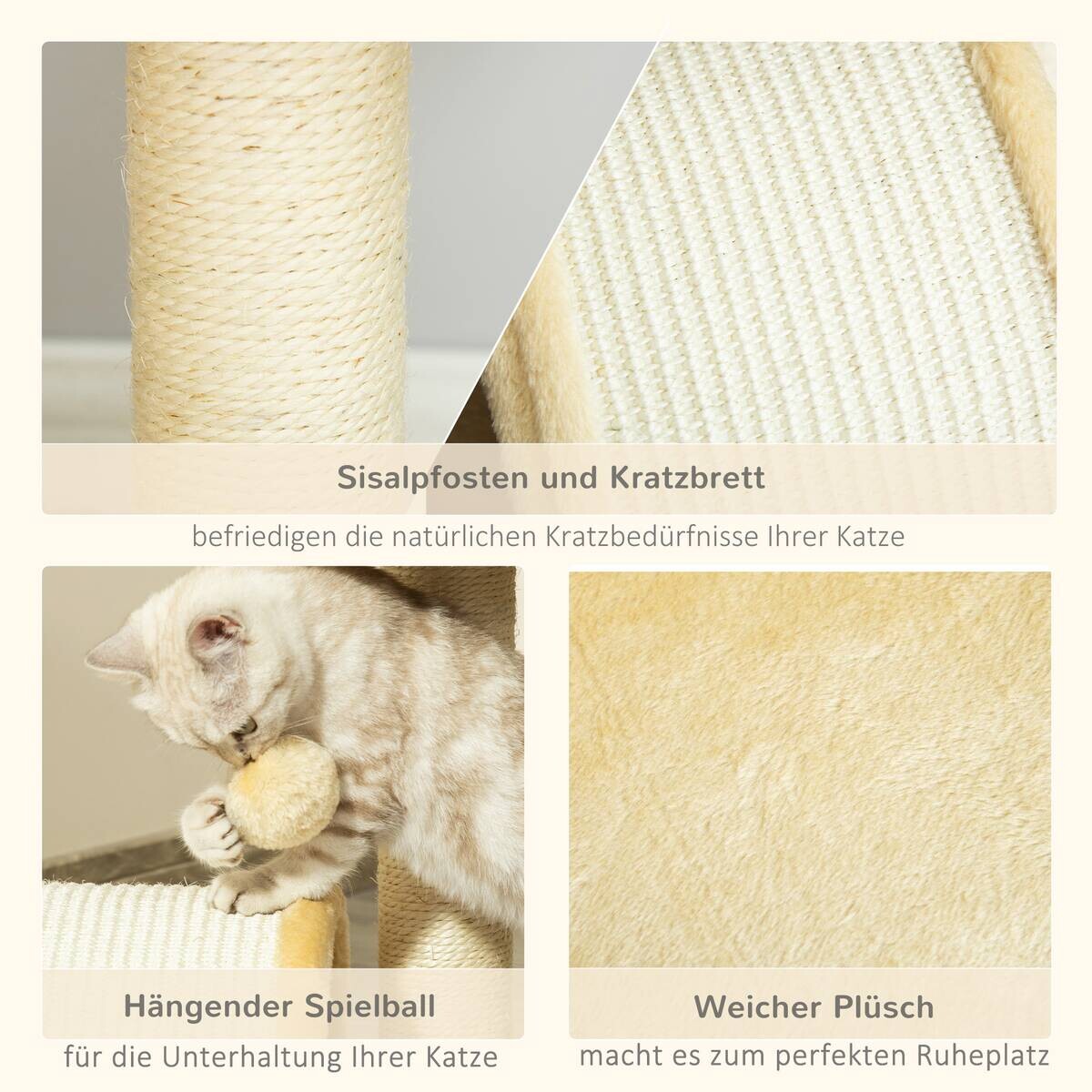 PawHut Kratzbaum beige Edelstahl B/H/L: ca. 37x35,5x46 cm