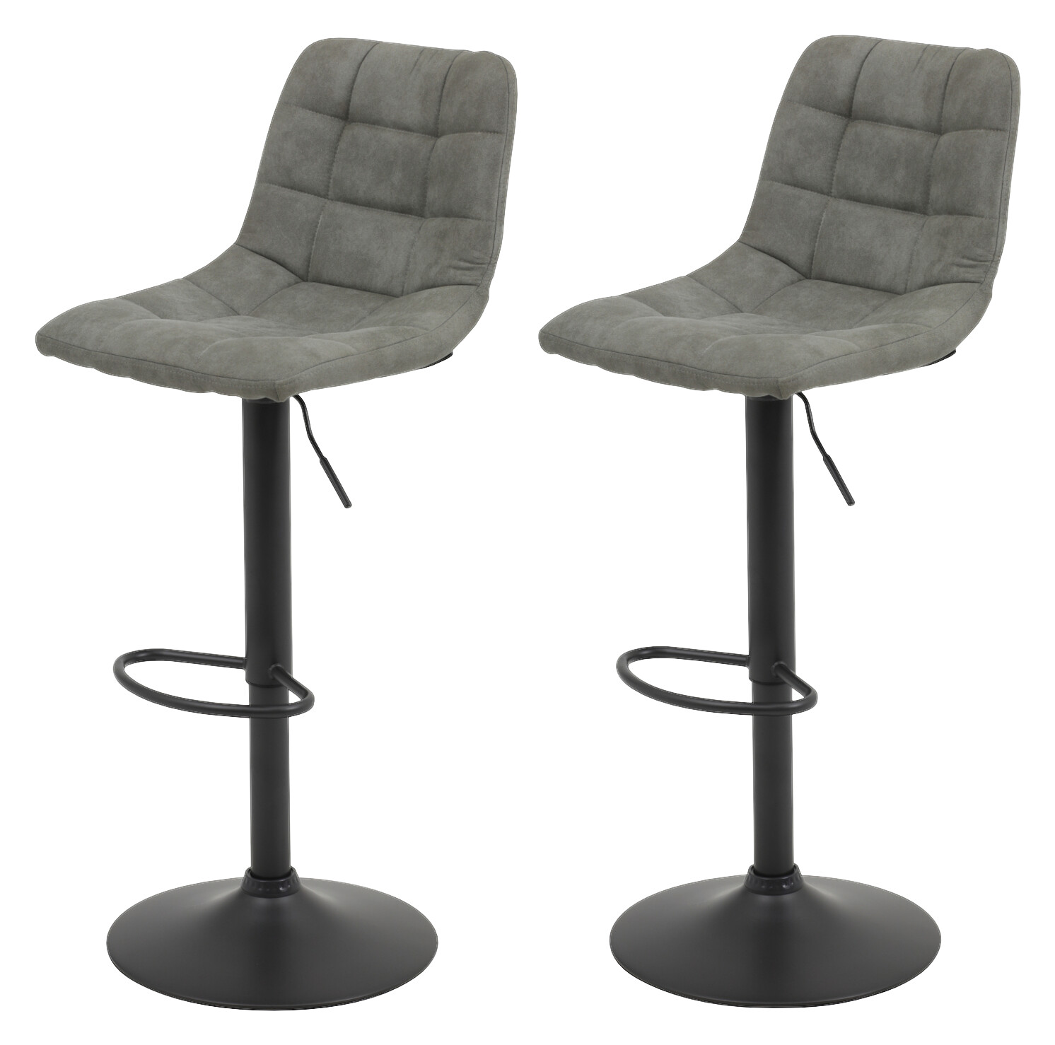 Barhocker Yvonne 2er Set grau Vintage Microfaser B/H/T: ca. 43x113x44 cm