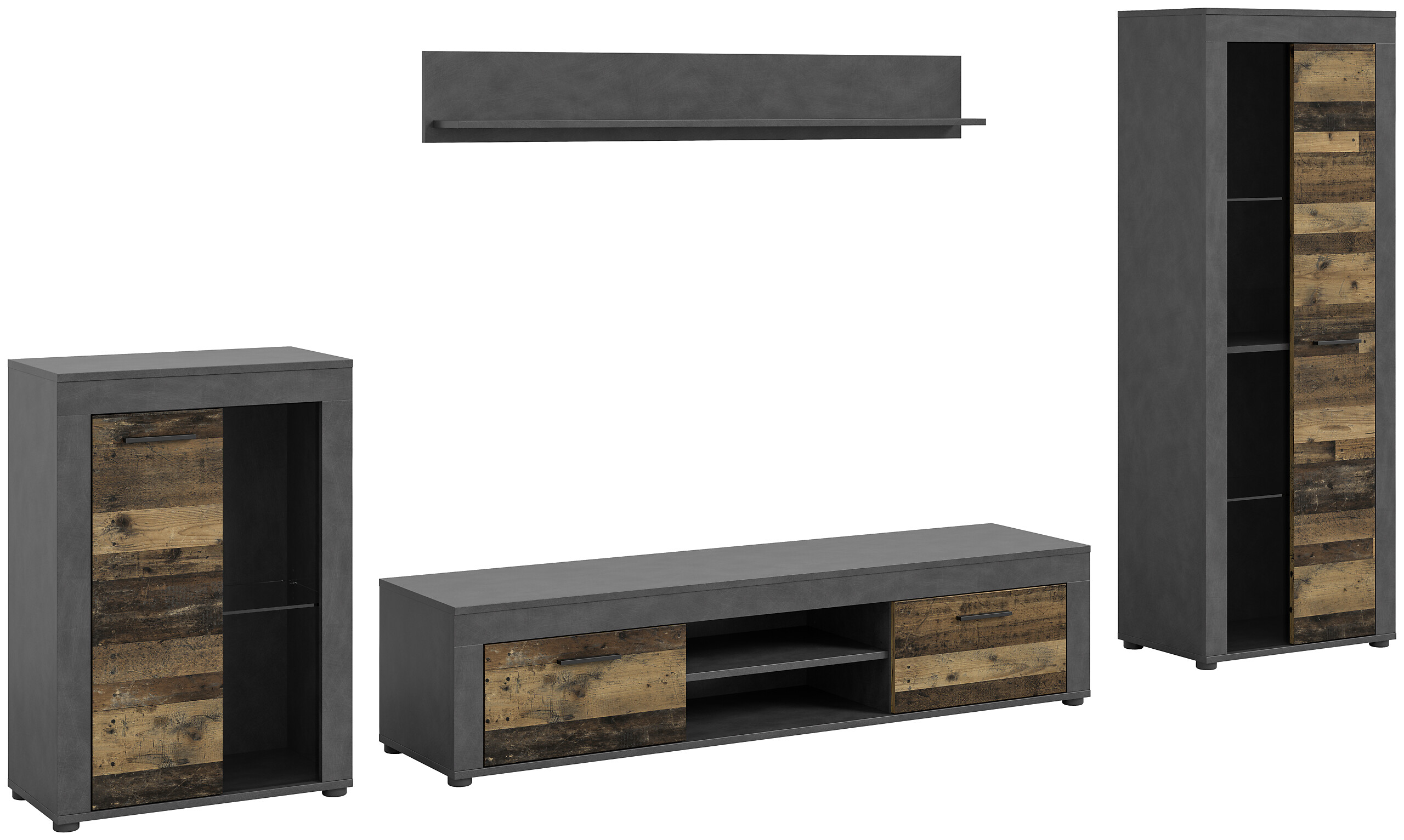 Wohnwand Jam Matera Nachbildung Old Wood Nachbildung B/H/T: ca. 169x310x35 cm