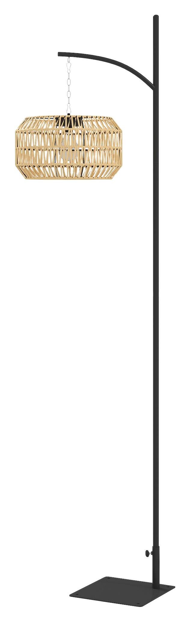 Rattan Solarlampe gelb Polyethylen Stahl B/H/L: ca. 32x178x44 cm