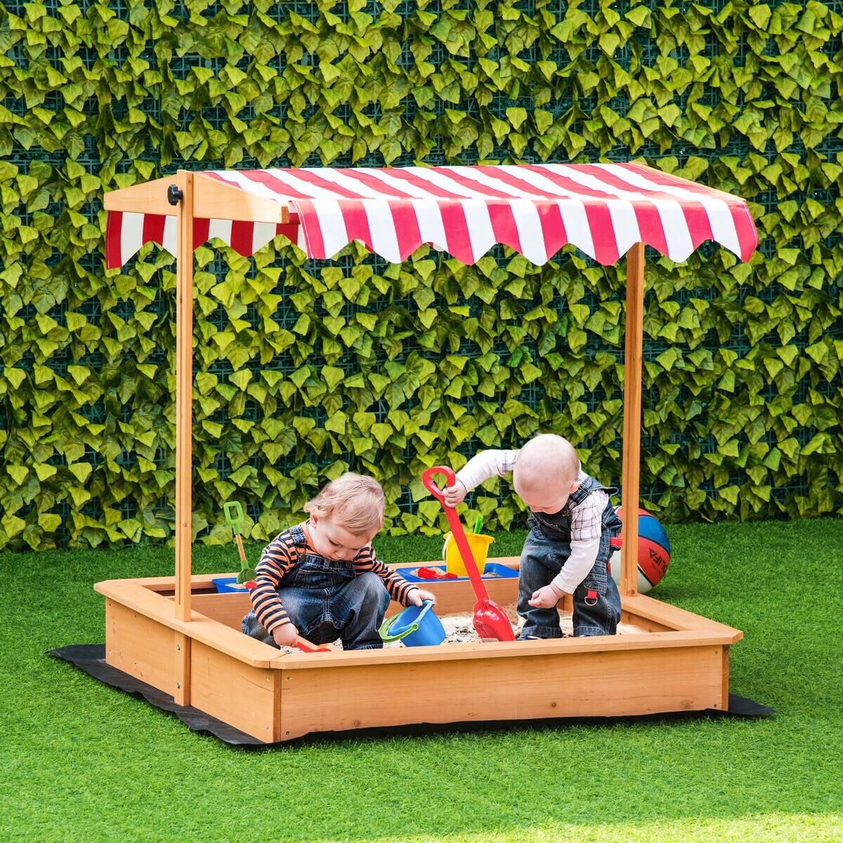 Outsunny Sandkasten gelb B/H/L: ca. 107,5x107,5x110 cm