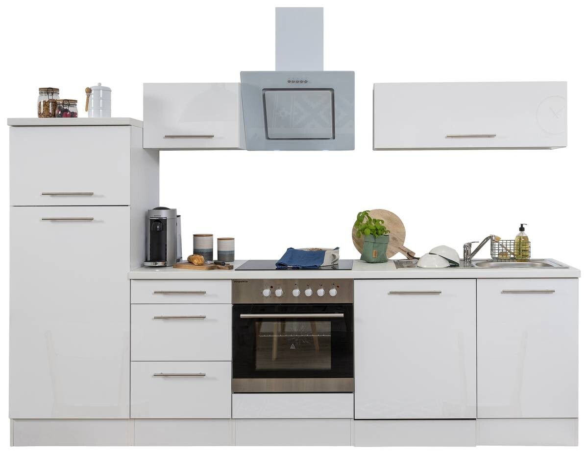 Respekta Küchenblock Amanda weiß Hochglanz B/H/T: ca. 280x200x60 cm