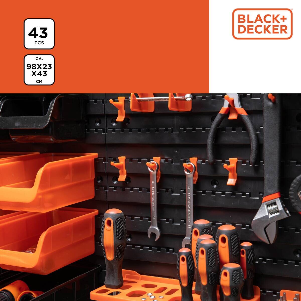 BLACK+DECKER Werkzeugwand orange B/H/L: ca. 14,2x56,3x50 cm