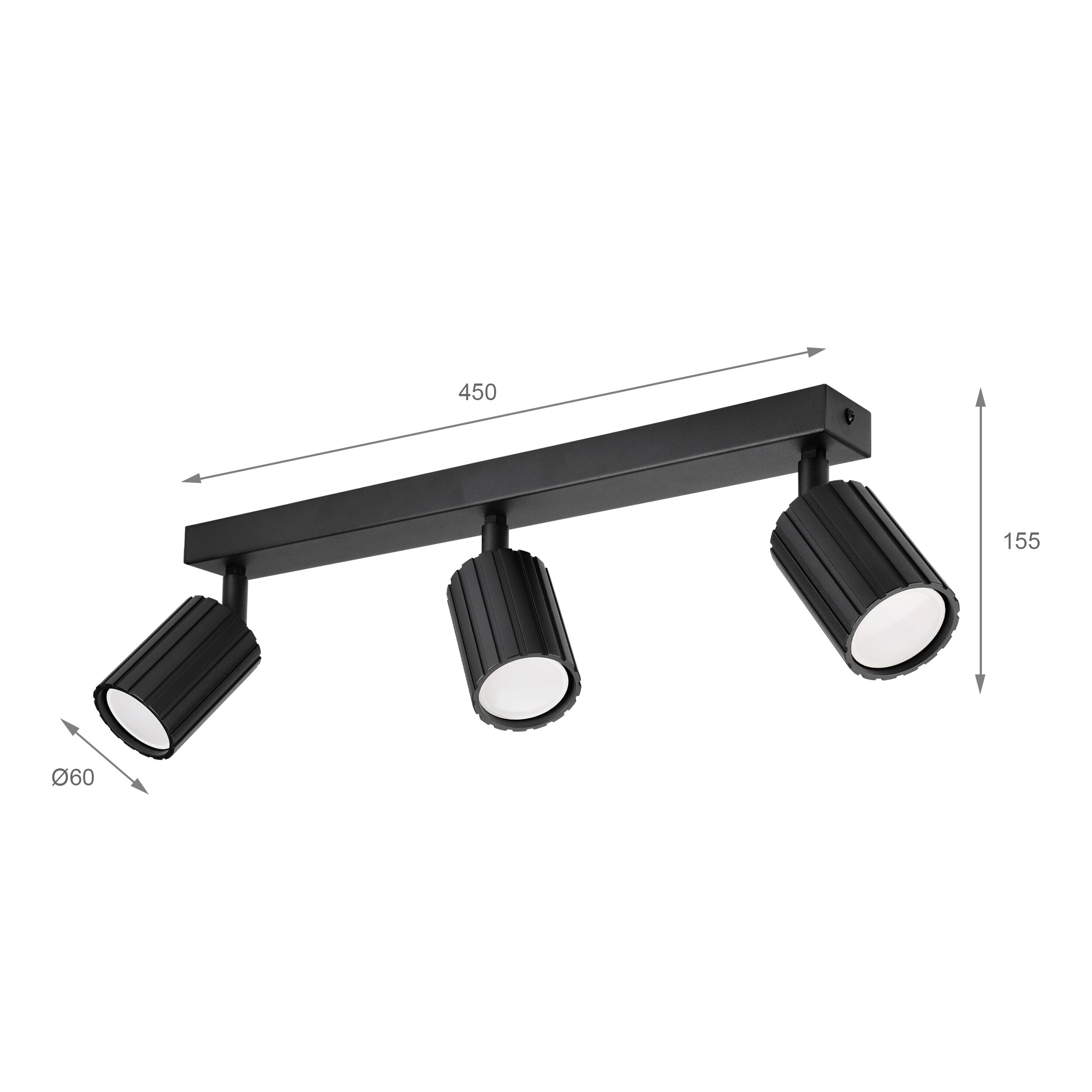 Lamkur Strahler Prisma schwarz Stahl B/H/L: ca. 6,5x16,5x45 cm 3 Brennstellen