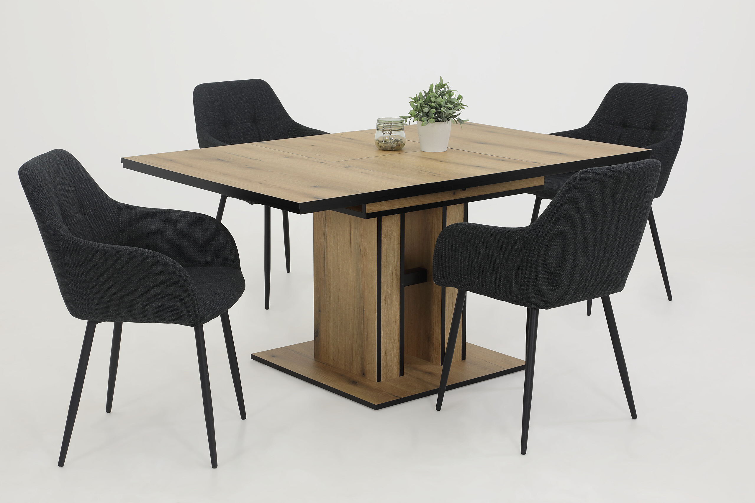 Armlehnstuhl Maria, 2er-Set anthrazit Microfaser Webstoff B/H/T: ca. 55x84x61 cm