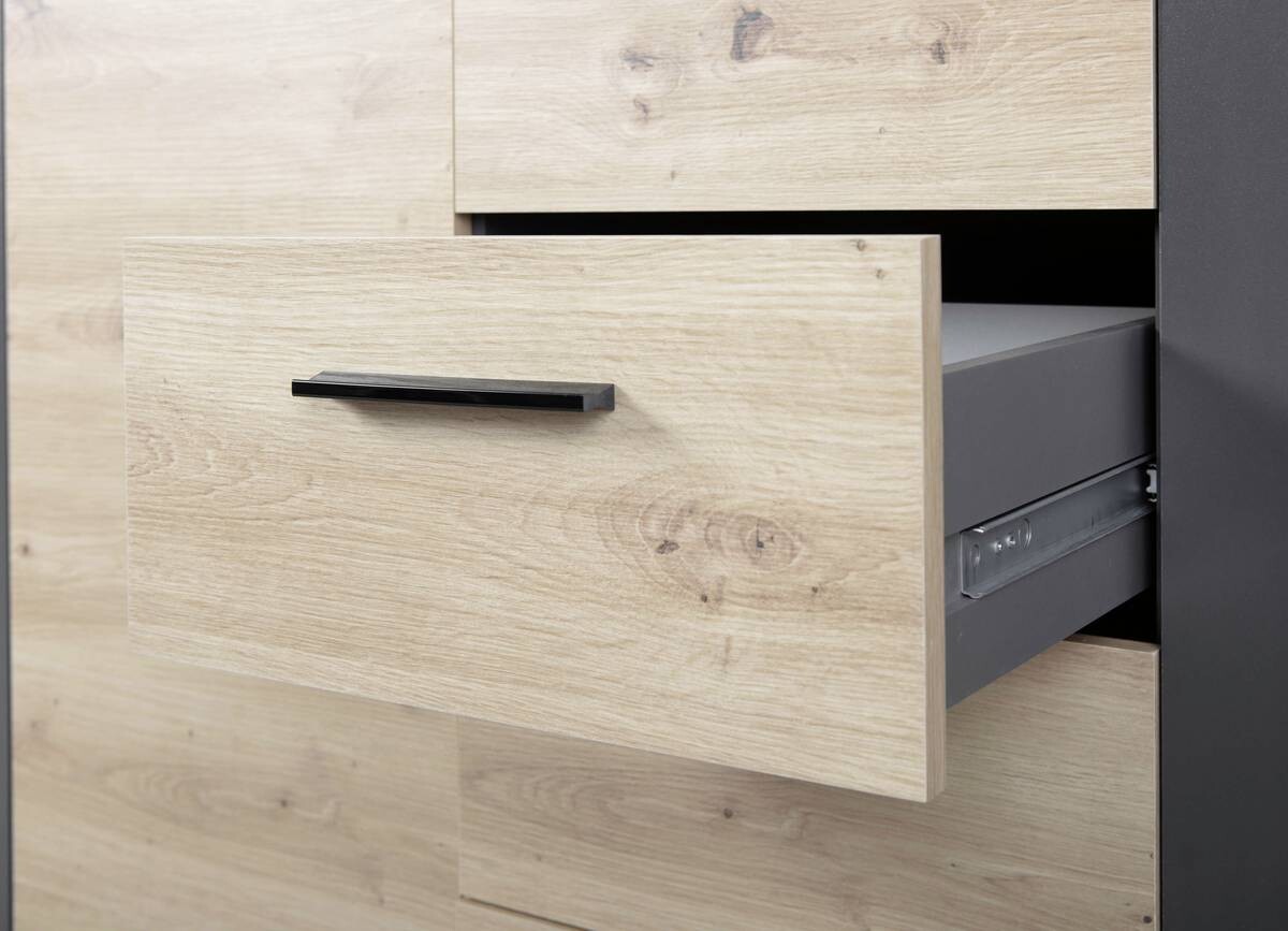 Kommode Corbeto 1T4S anthrazit Artisan Nachbildung B/H/T: ca. 94x86x40 cm