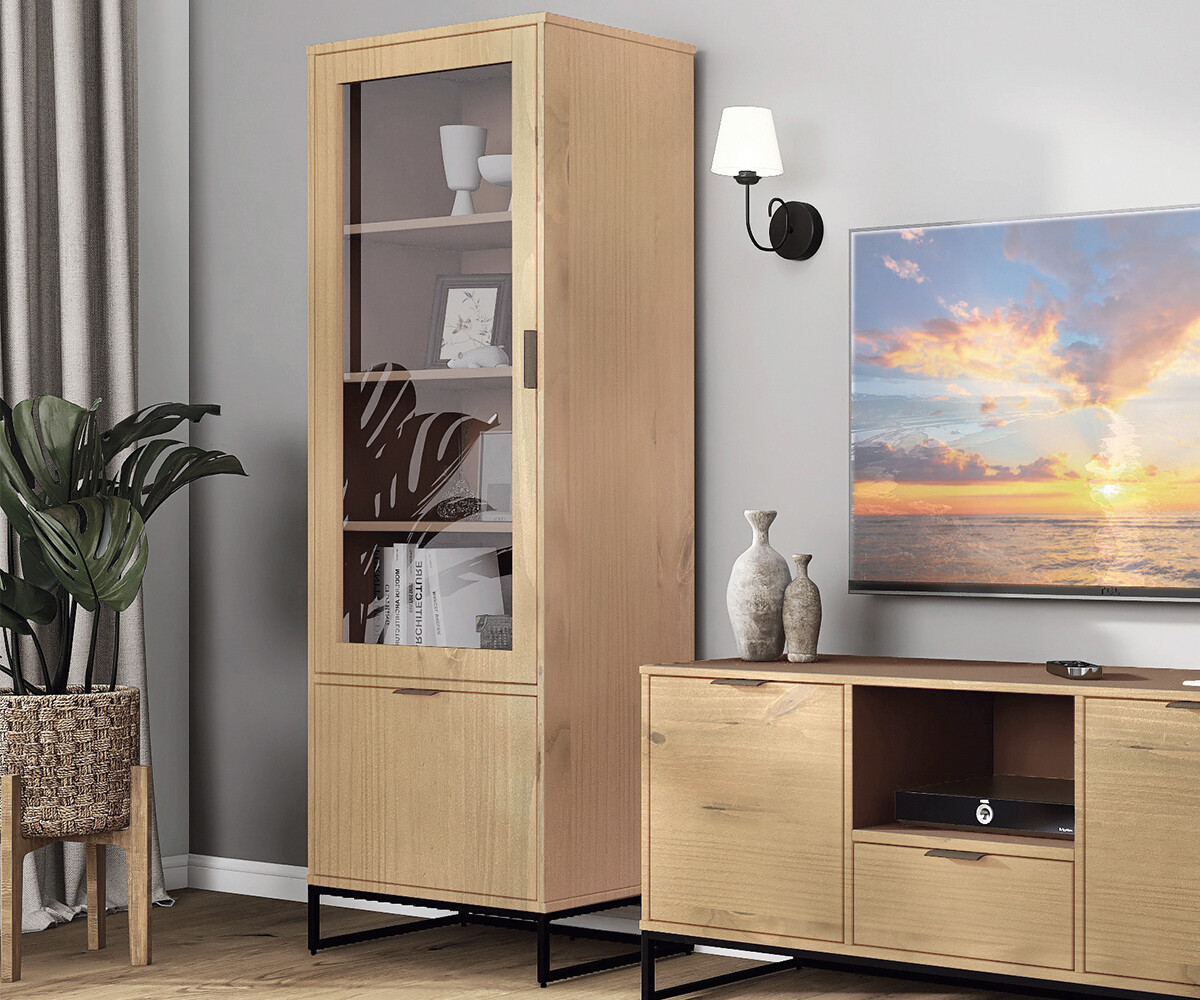 Vitrine Vivo 2T Oak lackiert Holz B/H/L: ca. 45x190x70 cm Vitrine Vivo 2T Oak lackiert Holz B/H/L: ca. 45x190x70 cm