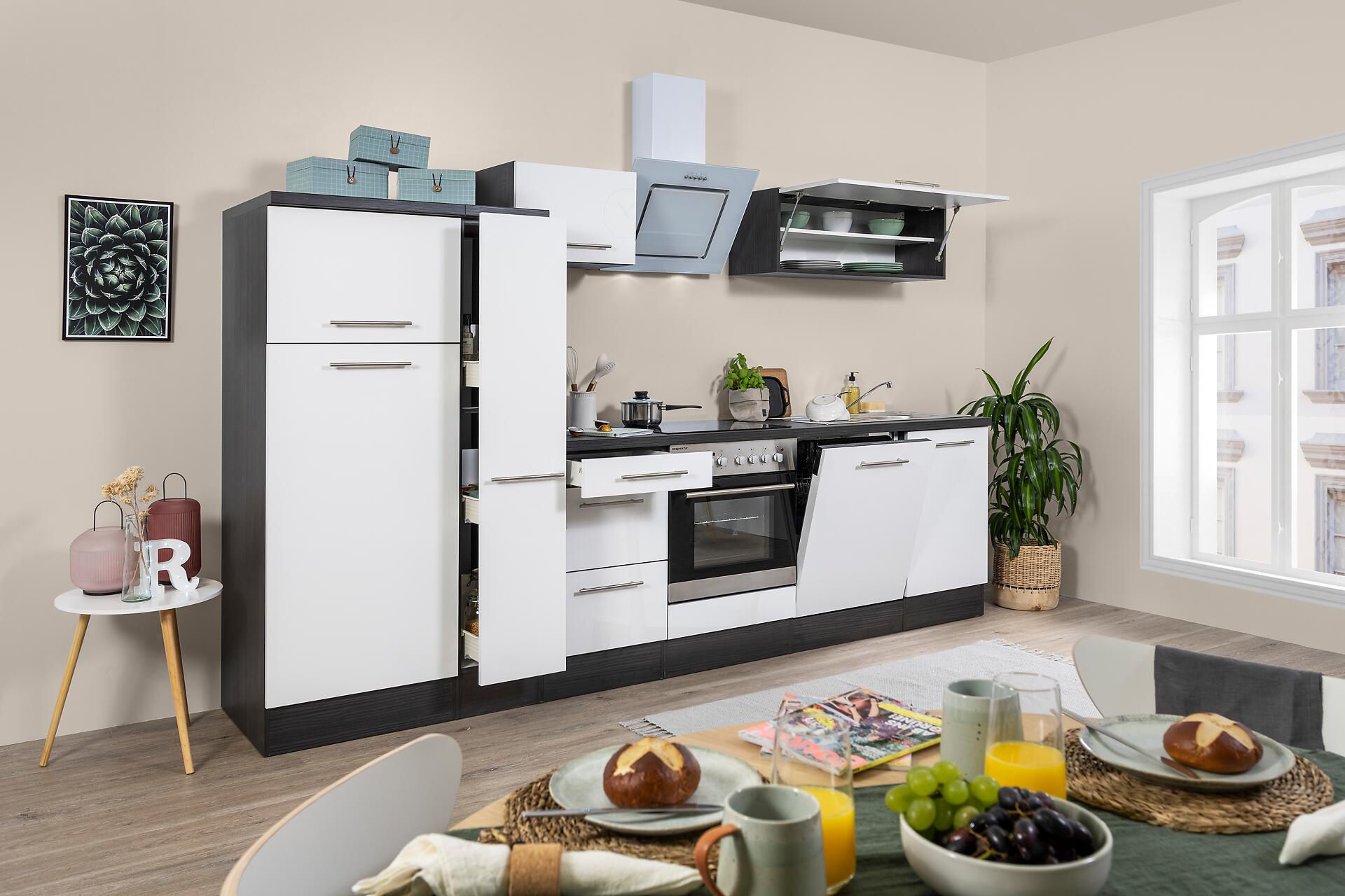 Respekta Küchenblock Amanda weiß Hochglanz B/H/T: ca. 310x200x60 cm