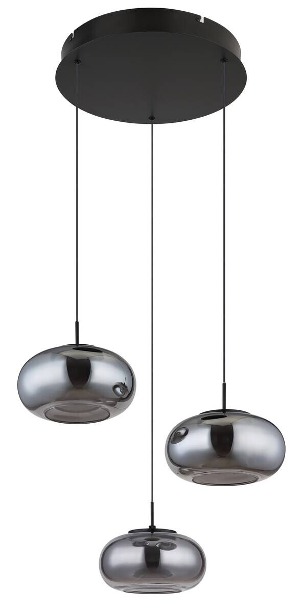 GLOBO LED-Pendelleuchte mattschwarz Rauch schwarz Metall Glas H/D: ca. 150x49 cm 1.0 Brennstellen