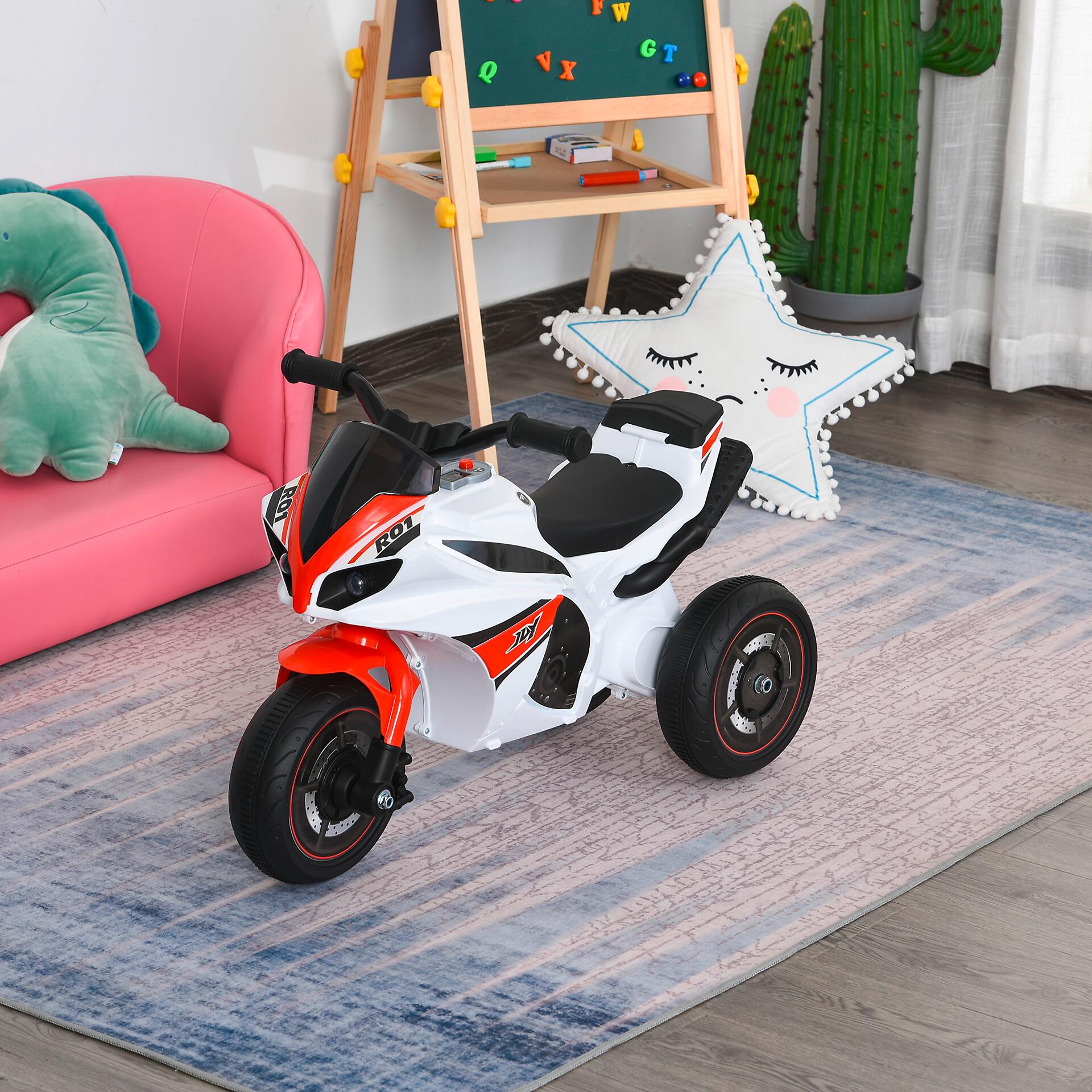 HOMCOM Kinder-Motorrad weiß B/H/L: ca. 39x48x74 cm