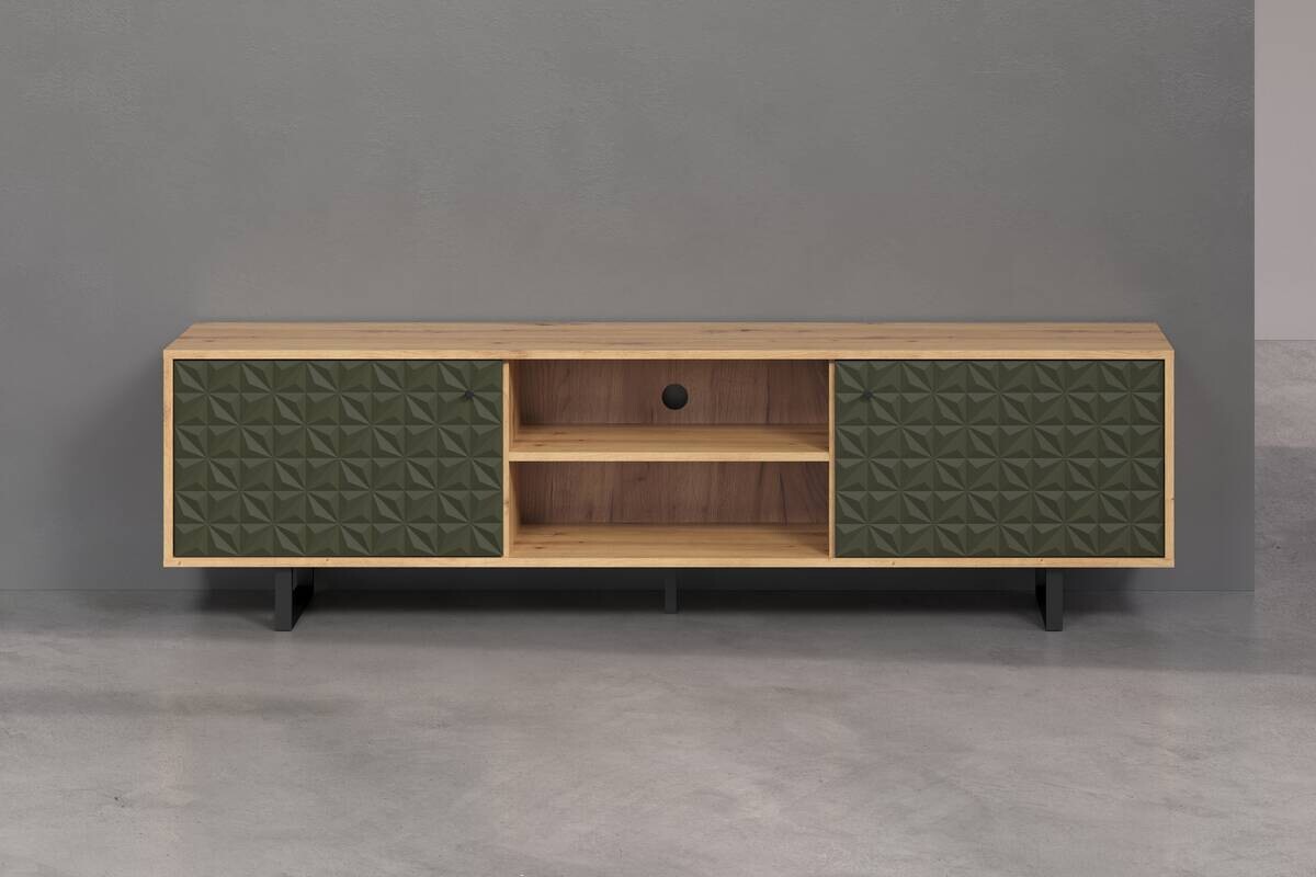 TV-Lowboard Sentra Eiche Artisan Nachbildung grün dunkel B/H/T: ca. 184x52x40 cm