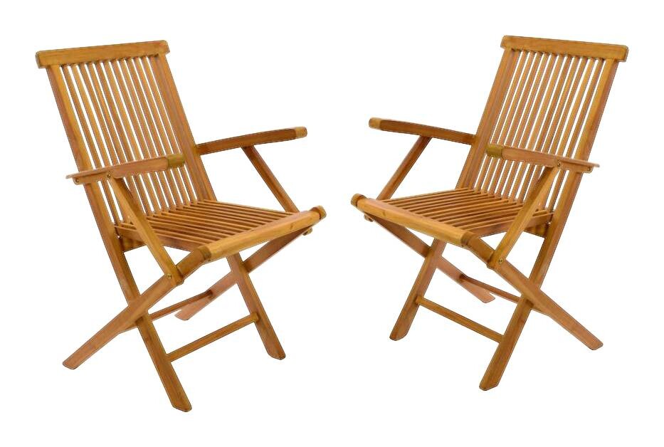 VCM Gartenstuhl 2er Set braun Teakholz B/H/T: ca. 57x89x62 cm