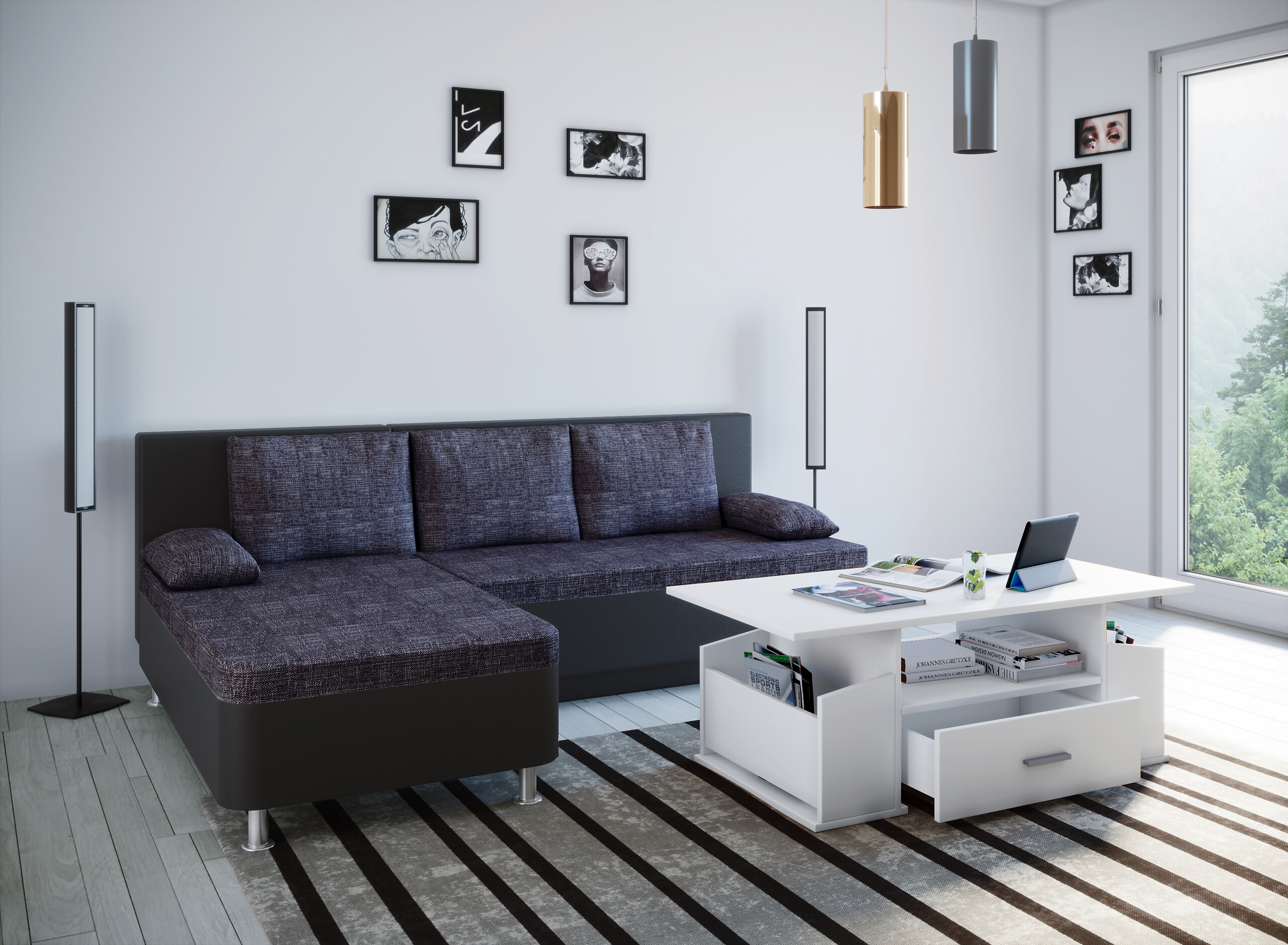 VCM Möbel Couchtisch Junata weiß Holzwerkstoff B/H/T: ca. 110x44x52 cm