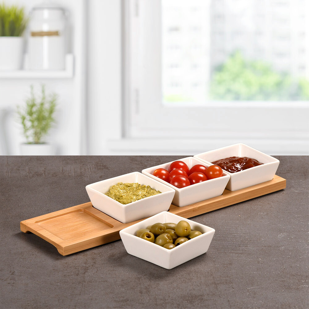 Kesper Dippschalenset natur Porzellan B/H/L: ca. 9,4x35x5 cm