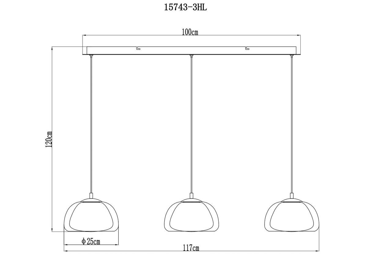 GLOBO Hängeleuchte schwarz Chrom Metall Glas B/H/L: ca. 34x20,5x101 cm