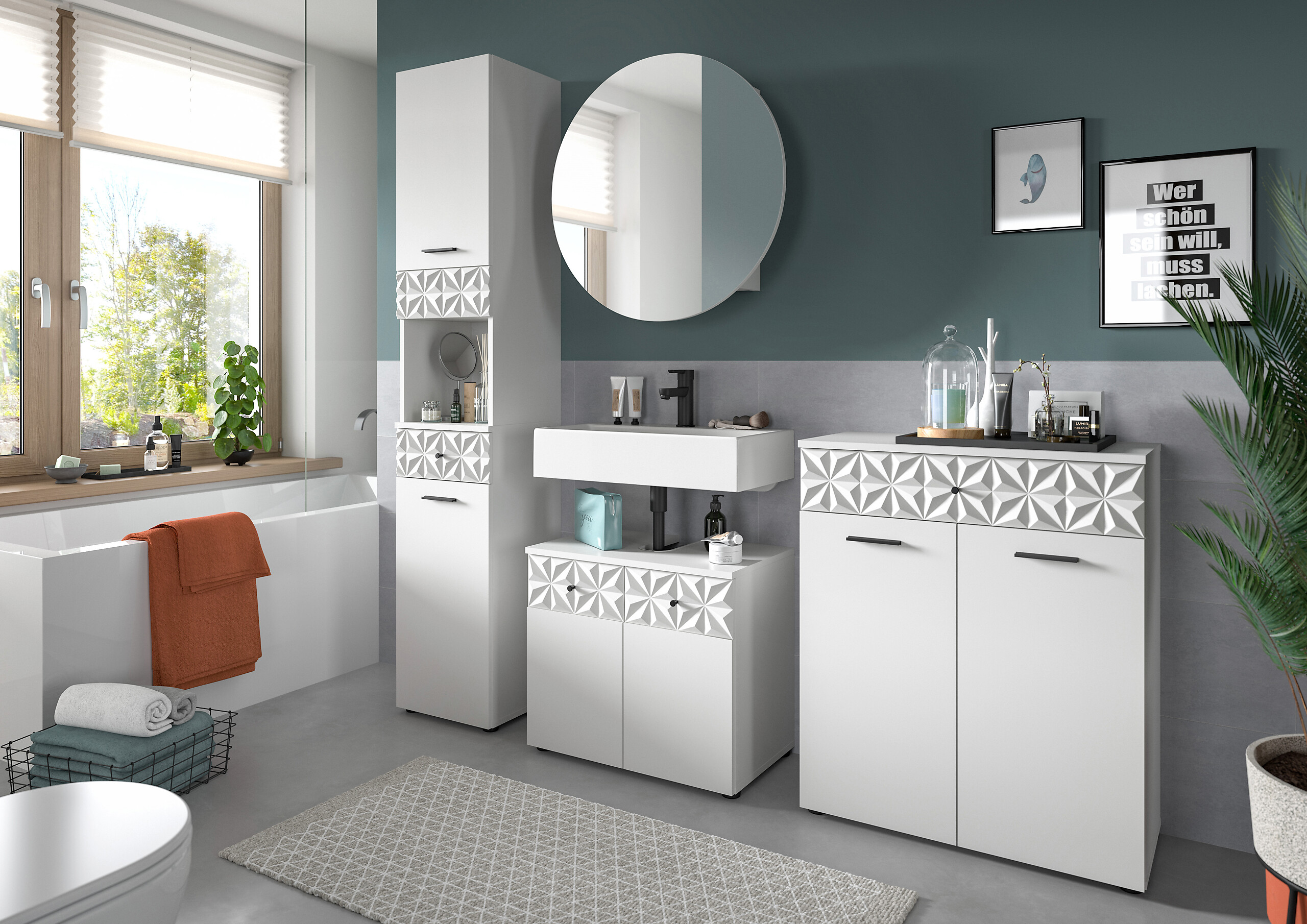 Badezimmer-Set Prisma weiß B/H/T: ca. 141x187x37 cm