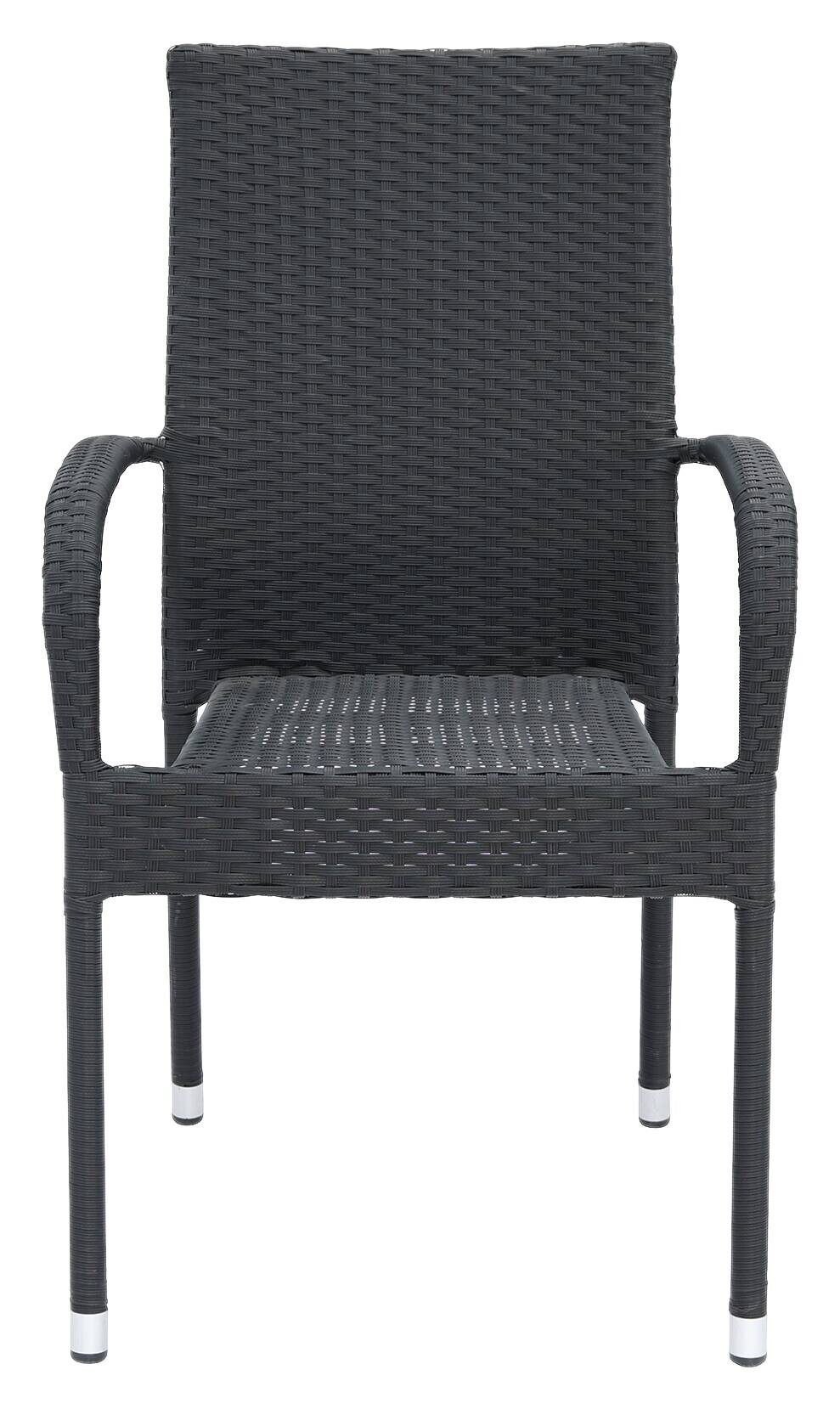 POCOline Gartenstuhl Palermo schwarz Polyrattan B/H/L: ca. 63x94x55 cm