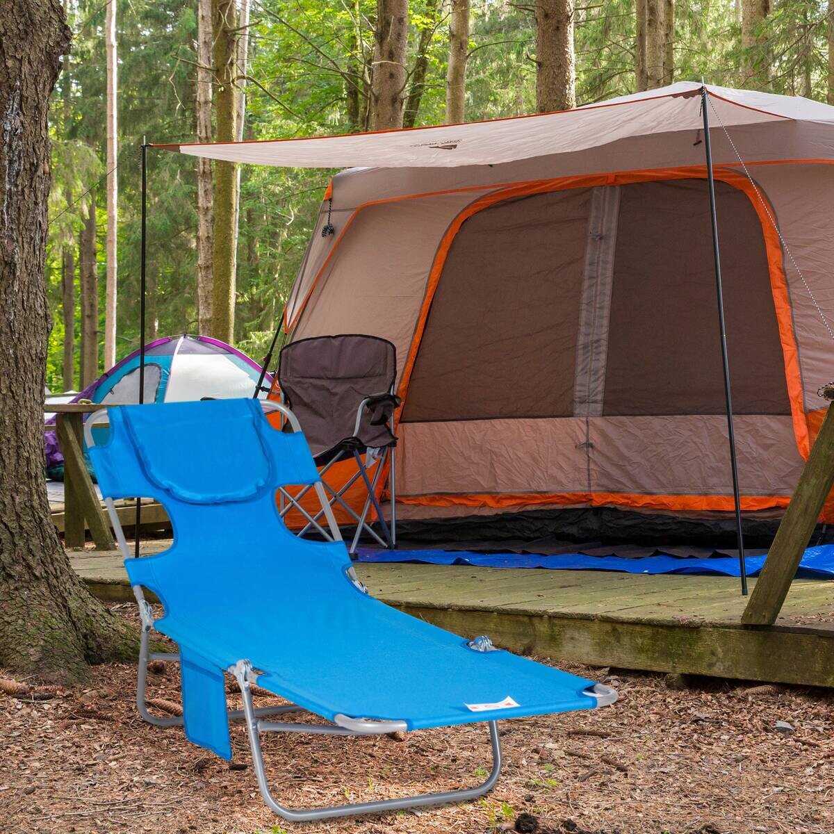 Outsunny Sonnenliege blau Polyester B/H/L: ca. 55x29x185 cm