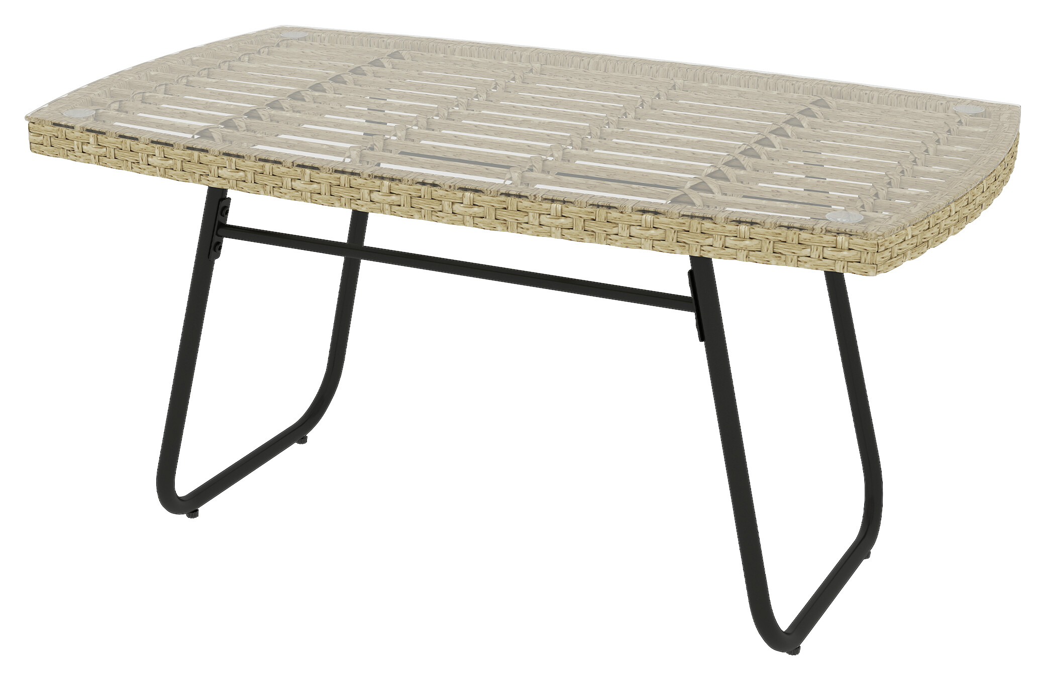Outsunny Rattan-Gartentisch Holzoptik Stahl B/H/L: ca. 50x45x90 cm