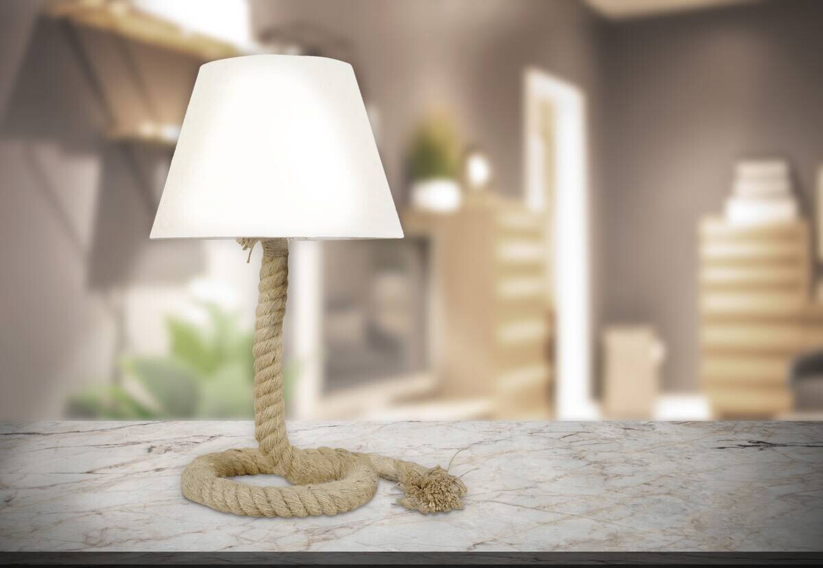 Näve Leuchten Tischleuchte 3147223 weiß Kunststoff Metall Textil B/H/T: ca. 24x40x24 cm E27 1 Brennstellen