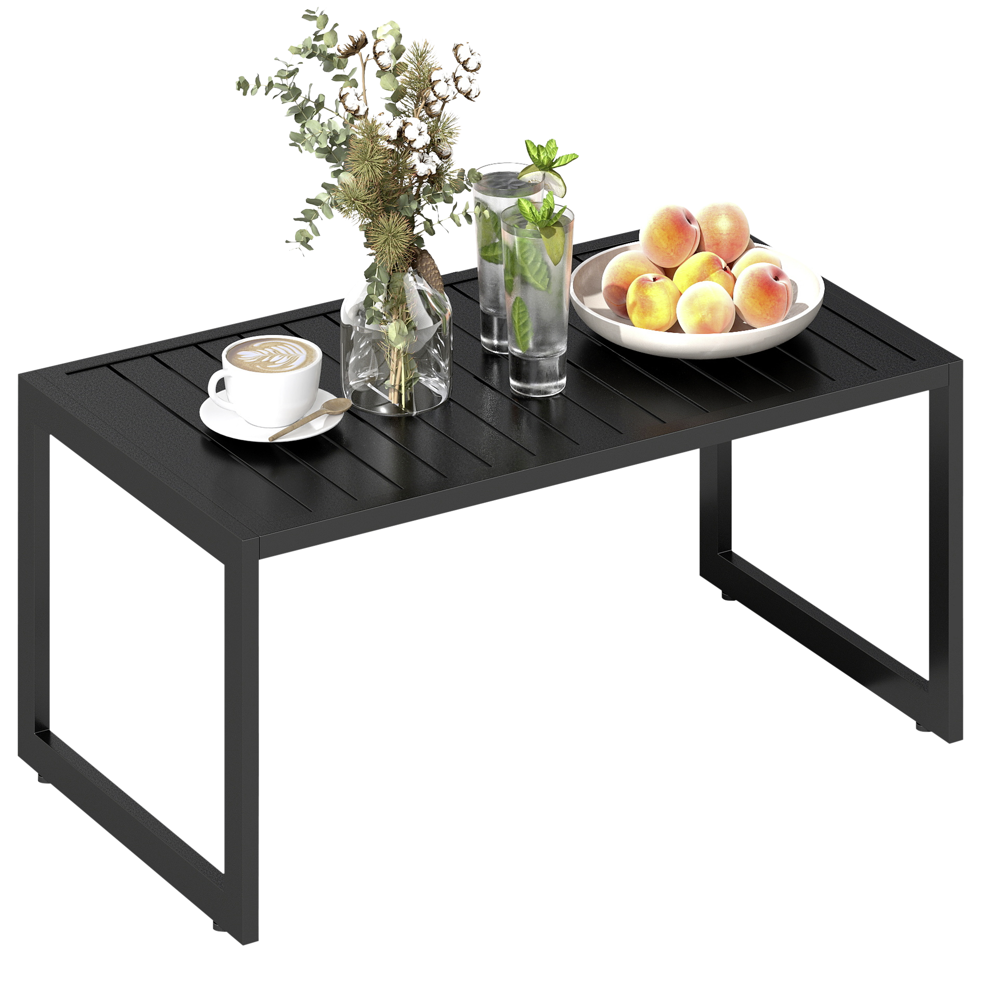 Outsunny Beistelltisch schwarz Aluminium B/H/L: ca. 50x42x90 cm