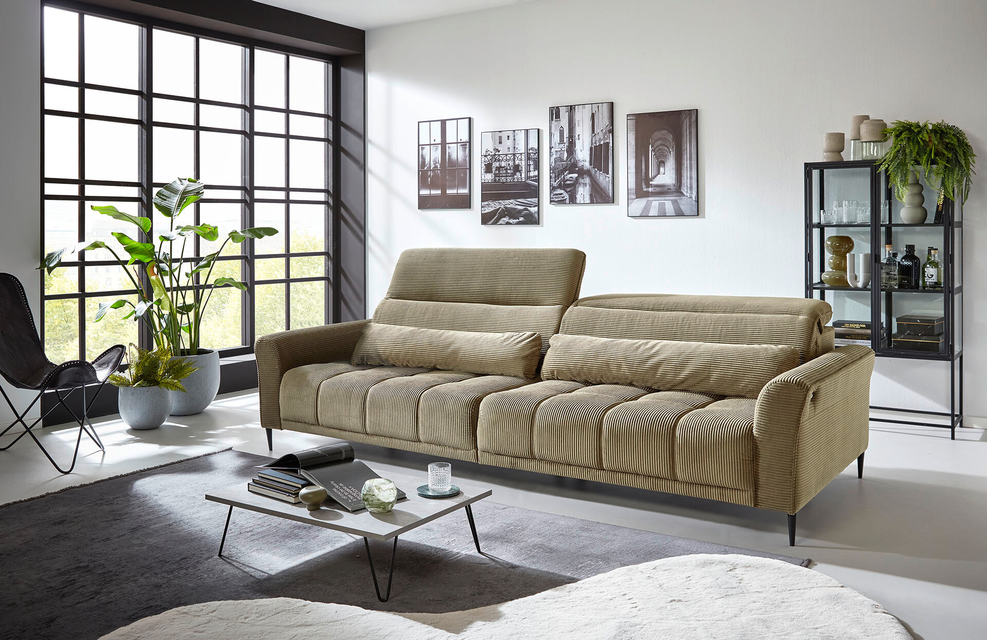 Big Sofa Logan grün Microfaser B/H/T: ca. 280x108x118 cm