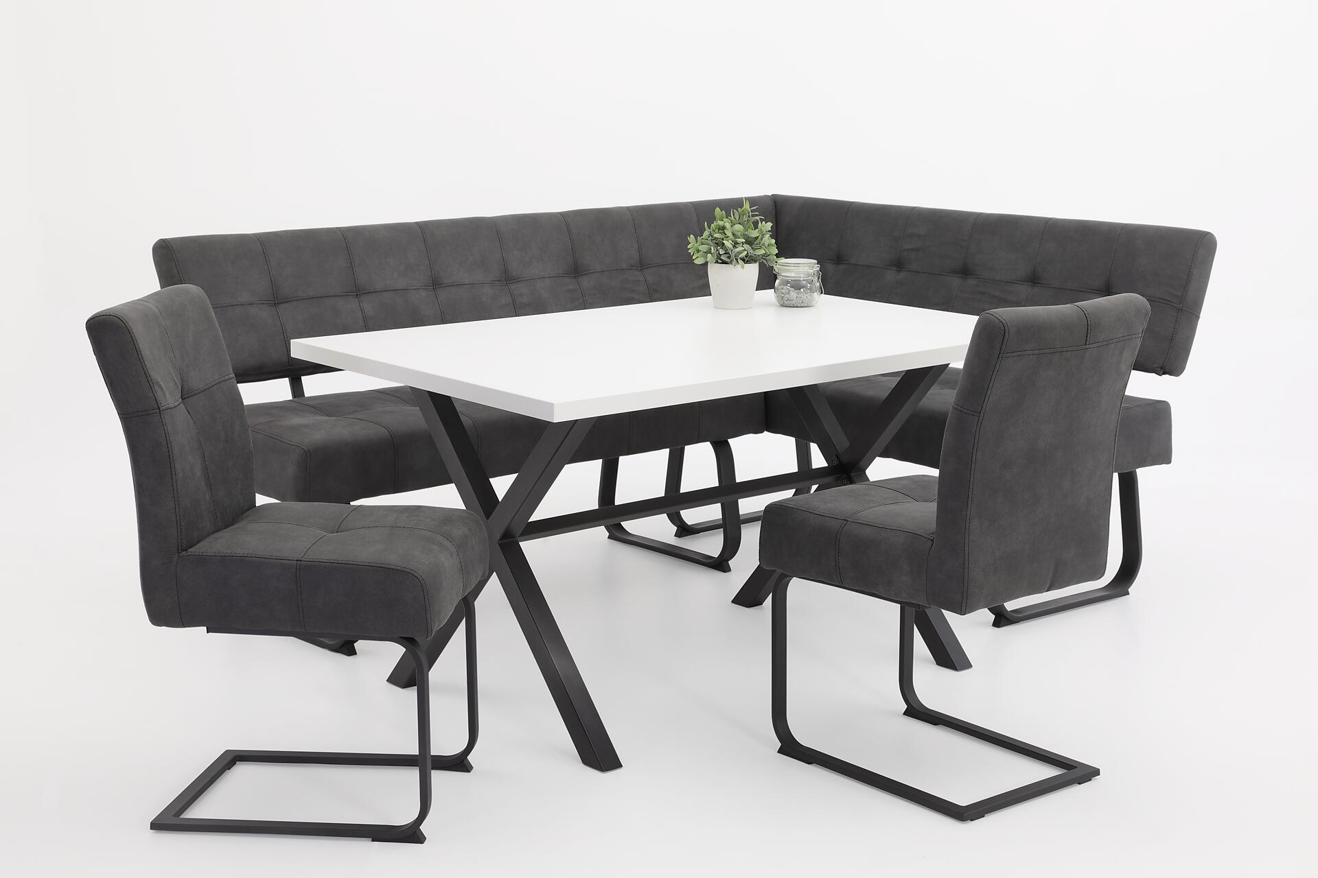 Eckbank LUISE LEB anthrazit Vintage Optik anthrazit B/H/T: ca. 202x92x152 cm