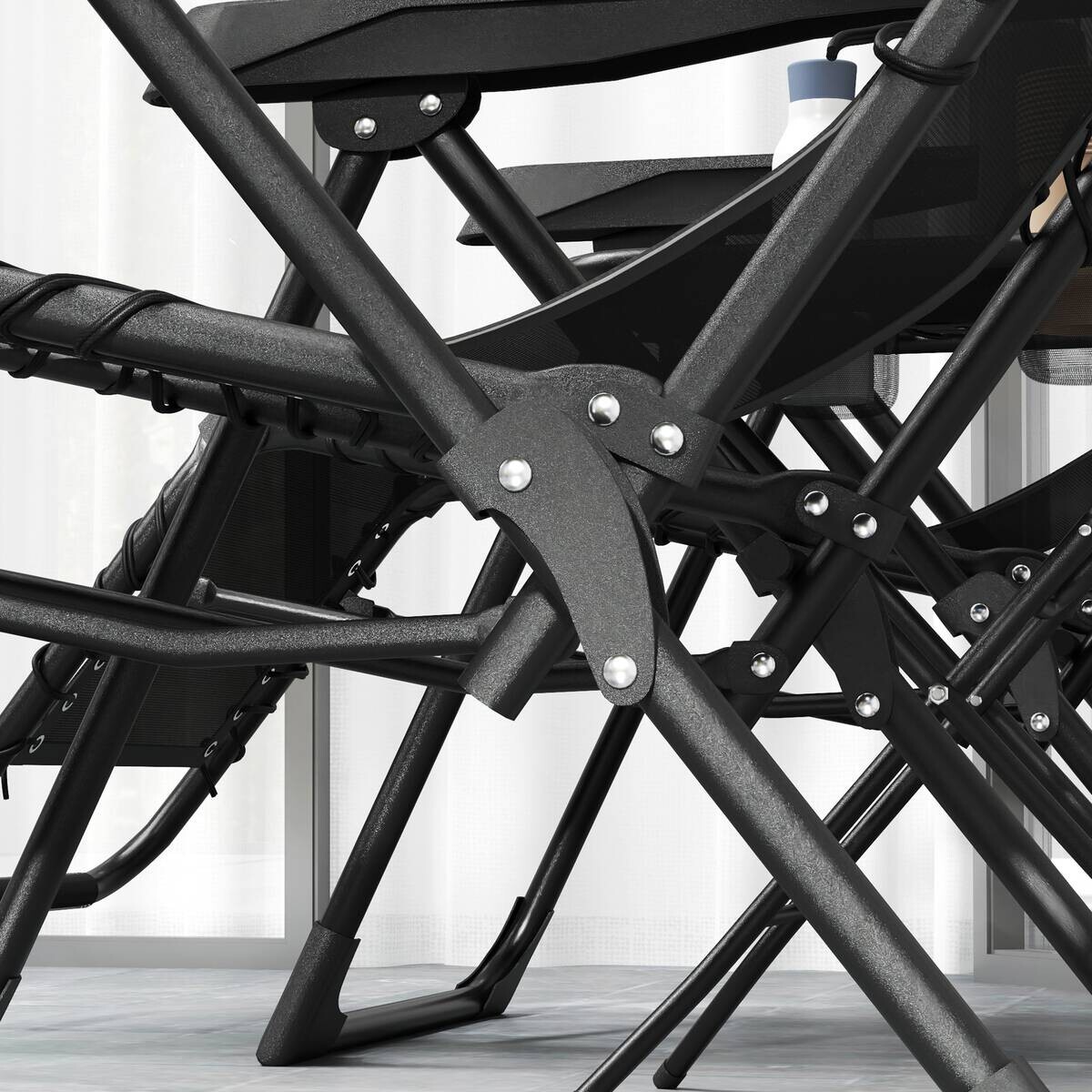 Outsunny Gartenliege 2er Set schwarz Netzstoff B/H/L: ca. 65x110x90 cm