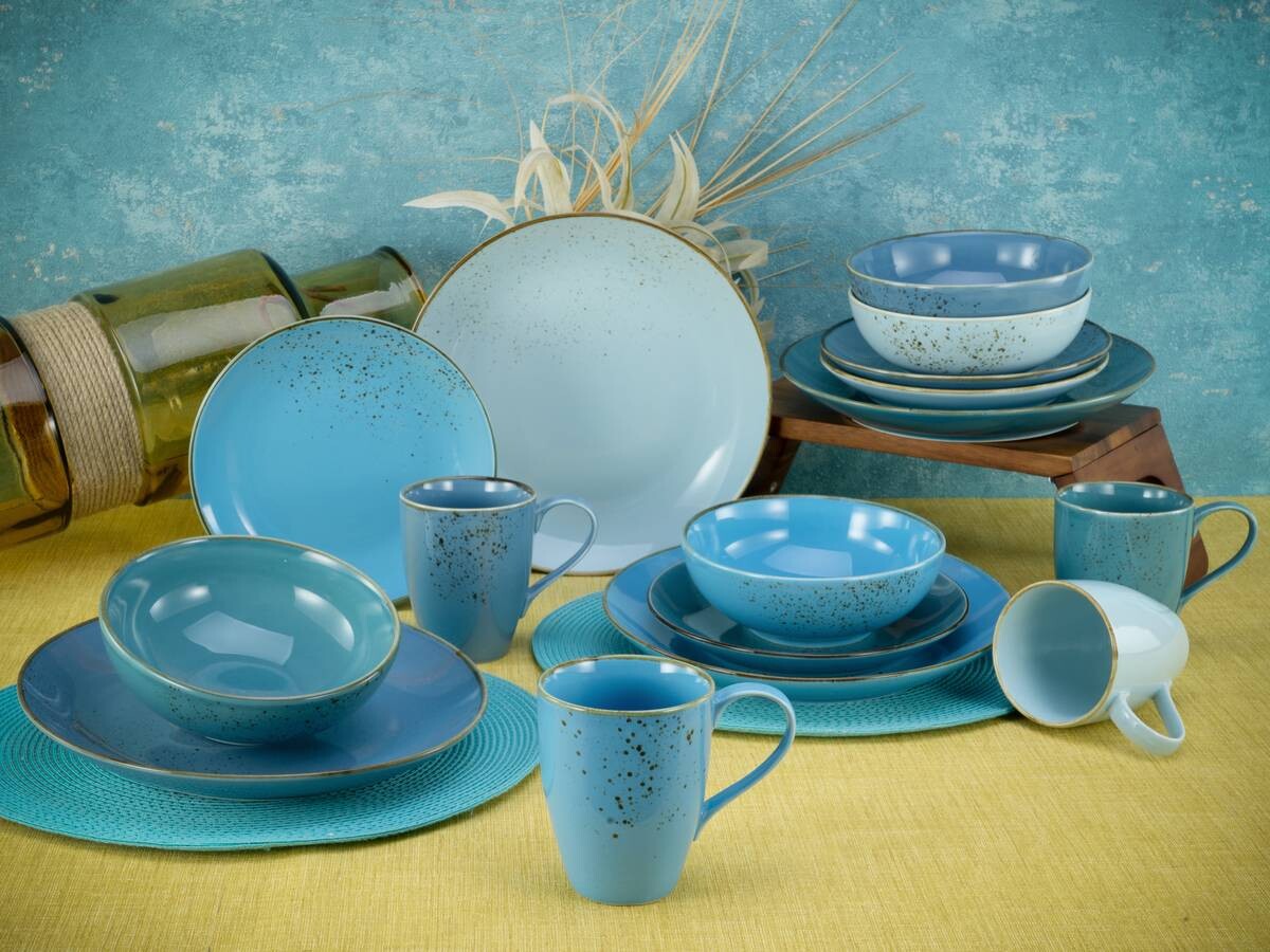 CreaTable Kombiservice Nature Collection Aqua blau Keramik 16 tlg.