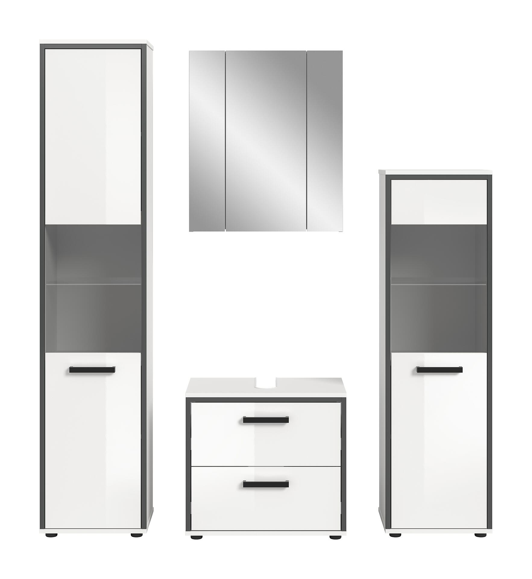 Badblock KOJAK weiß Hochglanz anthrazit grau B/H/T: ca. 171x188x37 cm