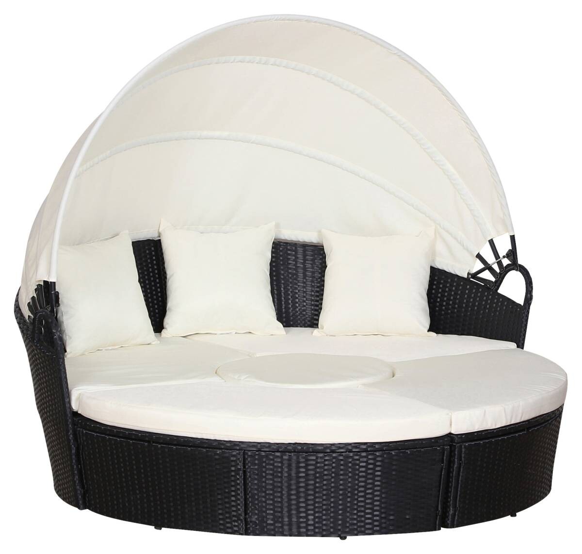 Outsunny Sonneninsel schwarz Polyrattan B/H/T: ca. 175x147x180 cm