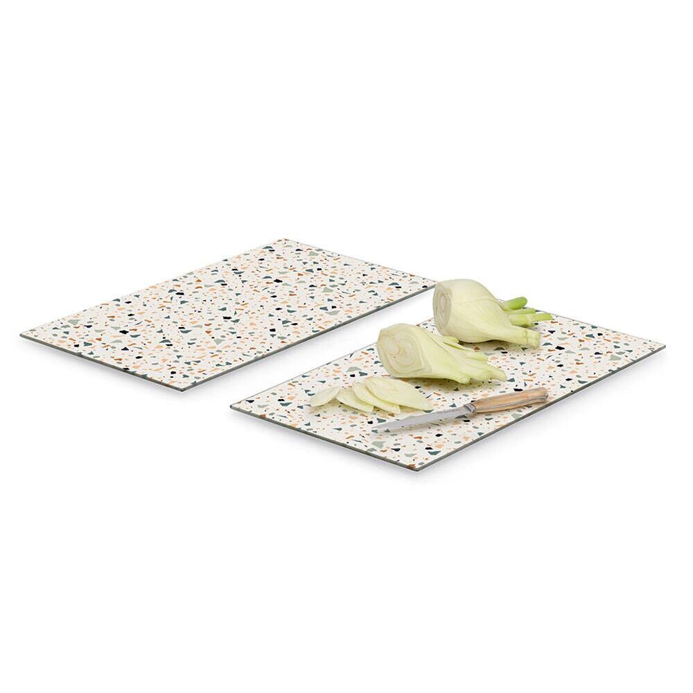 Zeller Herd-/Schneideabdeckplatten-Set Terrazzo bunt Glas B/H/L: ca. 30x0,8x52 cm