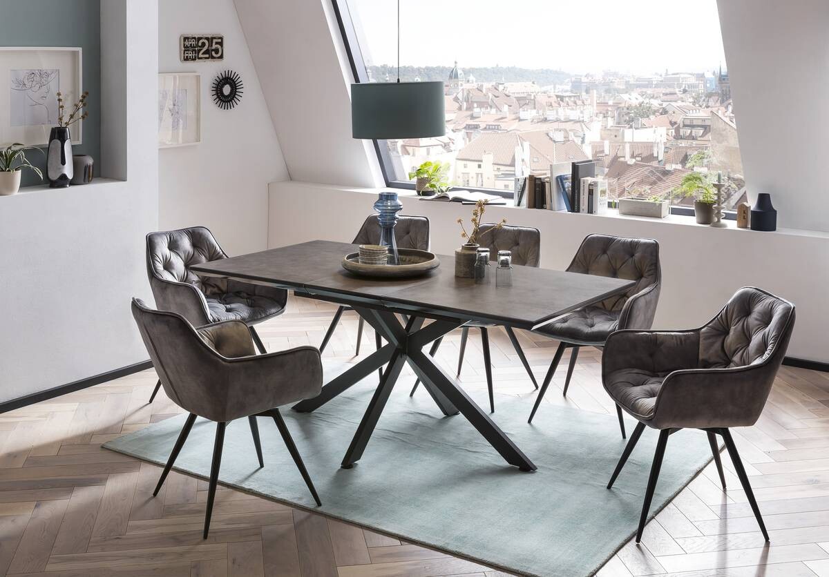 Stuhl Florentina 2er Set grau Vintage Samtoptik B/H/T: ca. 49x84x63 cm